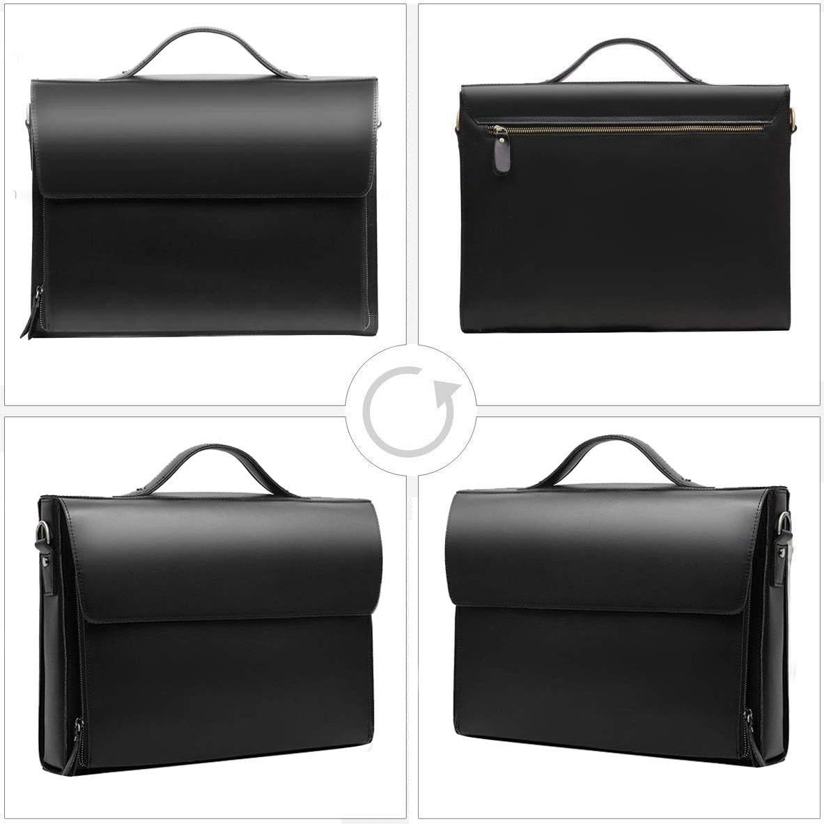 Maletín de Cuero Leathario para Laptop 14" Negro