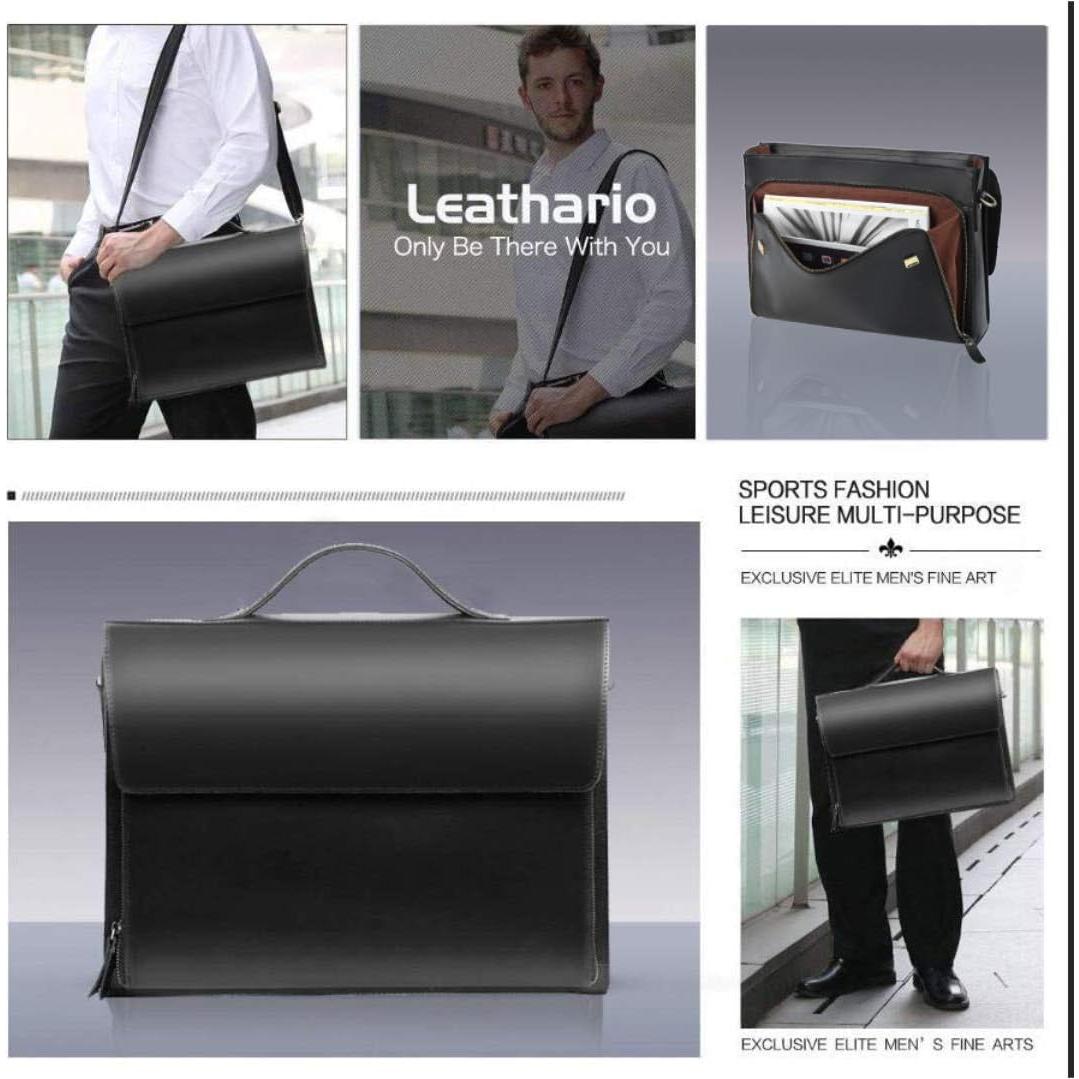 Maletín de Cuero Leathario para Laptop 14" Negro