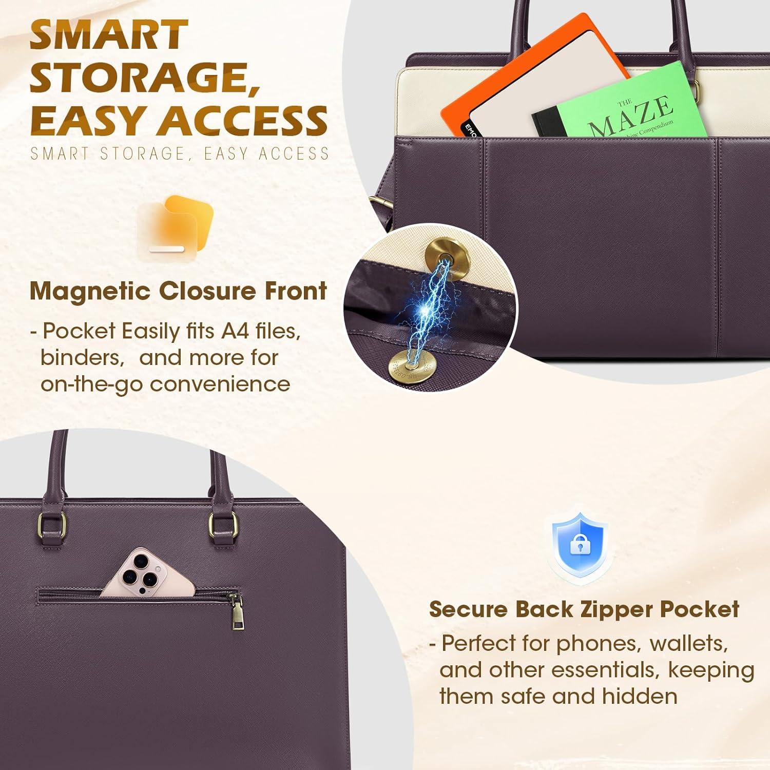 Bolsa de Laptop RAINSMORE para Mujeres 15.6" Púrpura