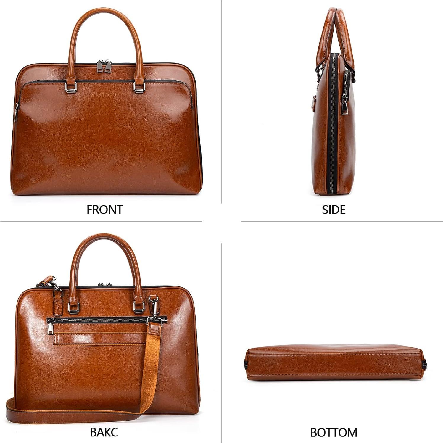 Bolso de mensajero Blofinche de cuero para laptop 15.6"