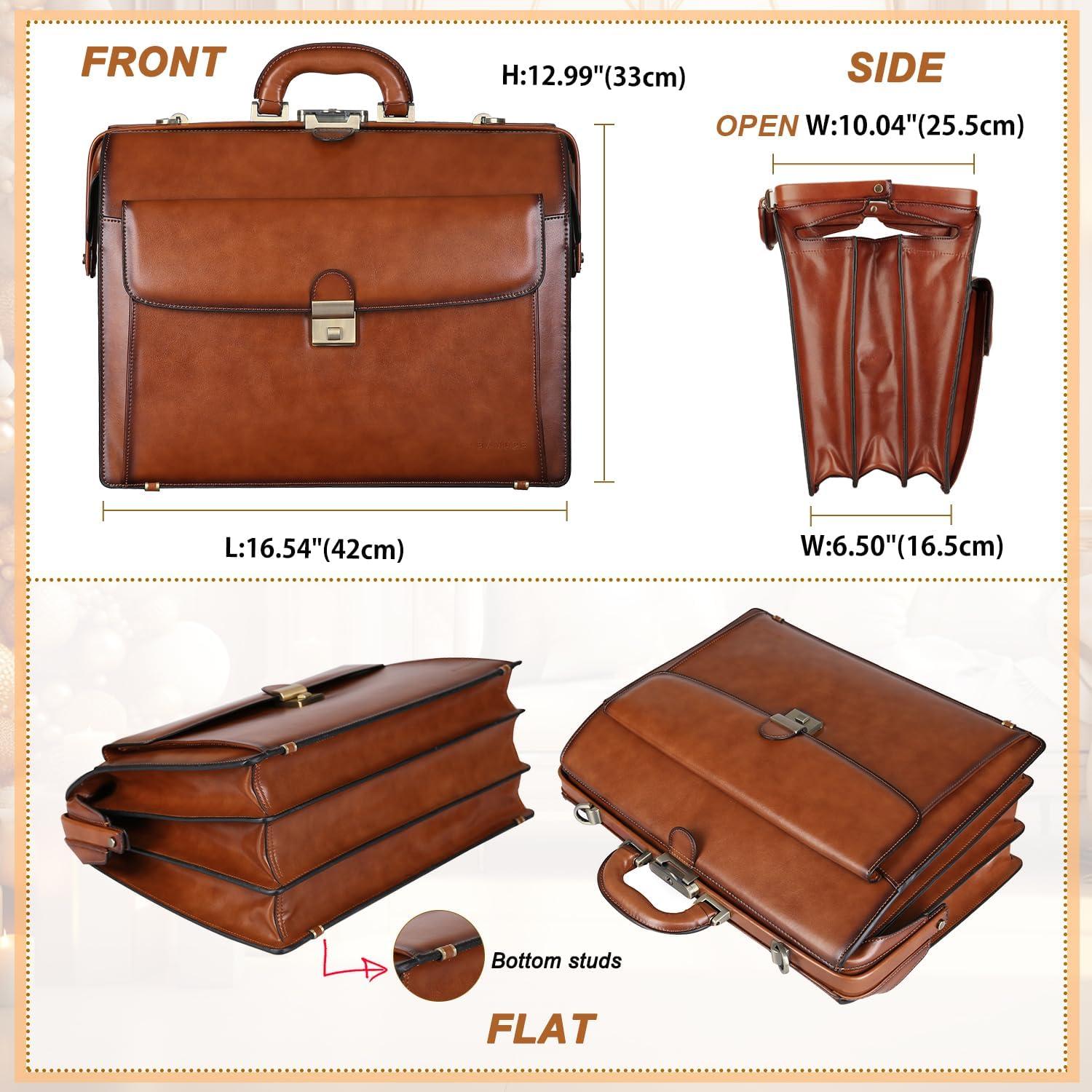 Maletín de Cuero Vintage Banuce 15.6" para Hombres con Cerradura