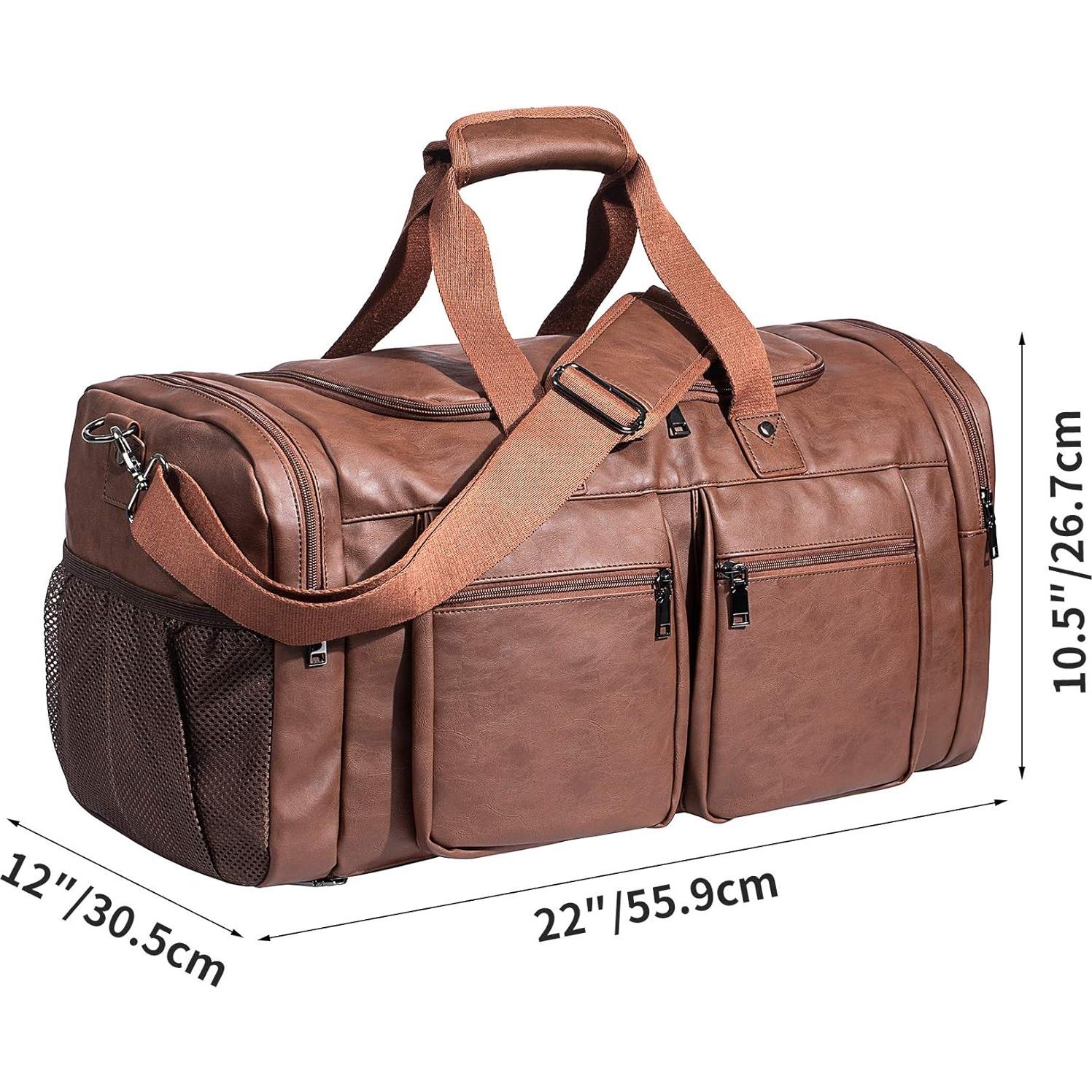 Bolsa de Viaje de Cuero Seyfocnia 52L con Compartimento para Zapatos