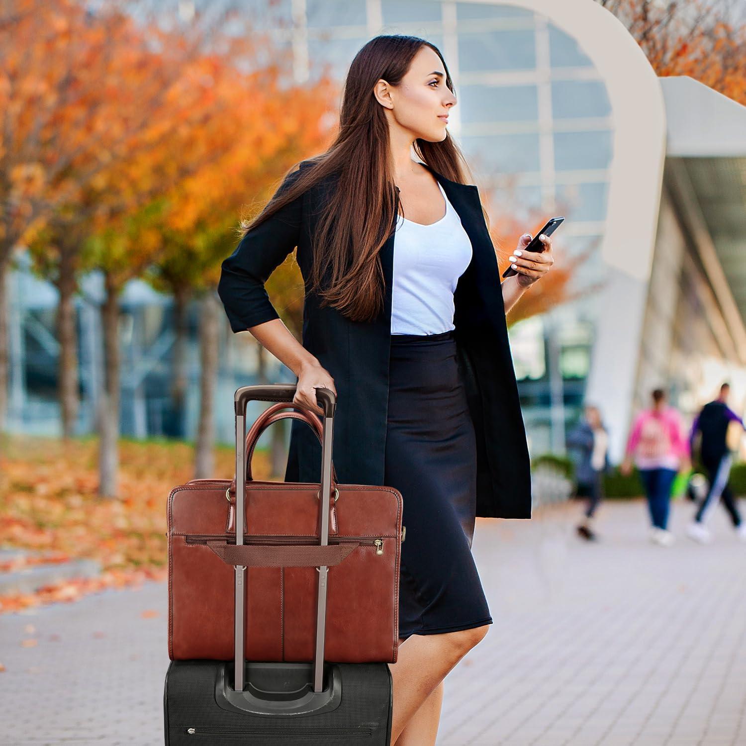 Maletín de Cuero Italiano Banuce para Mujeres 14" Marrón