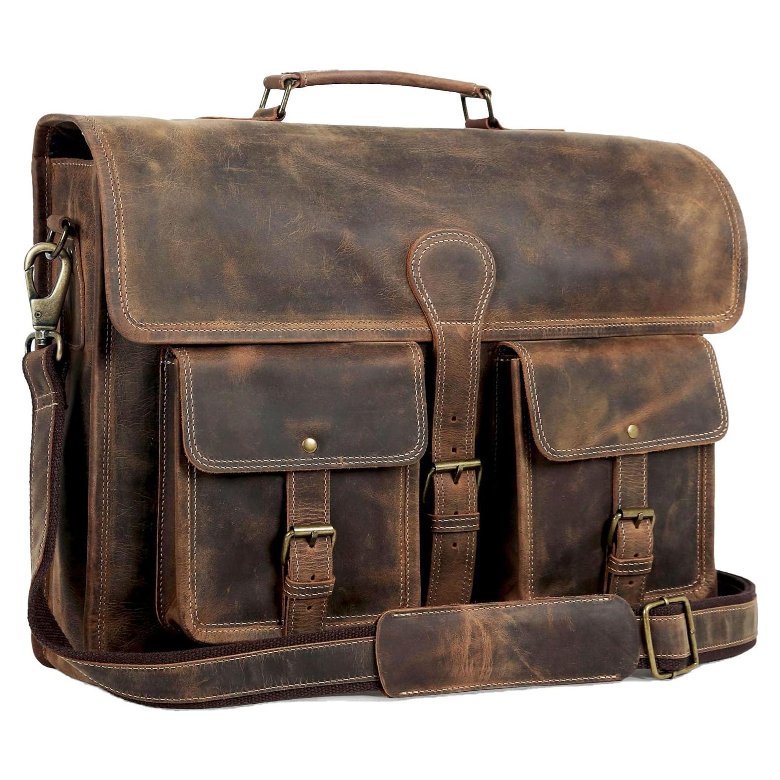Maletín de cuero Komal para laptop 45.72 cm unisex