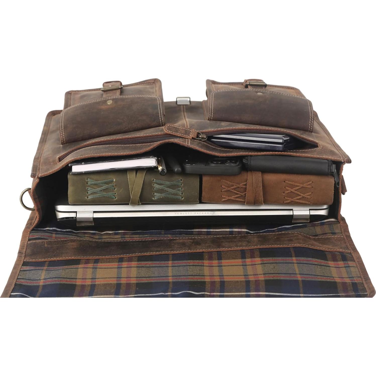 Maletín de cuero Komal para laptop 45.72 cm unisex