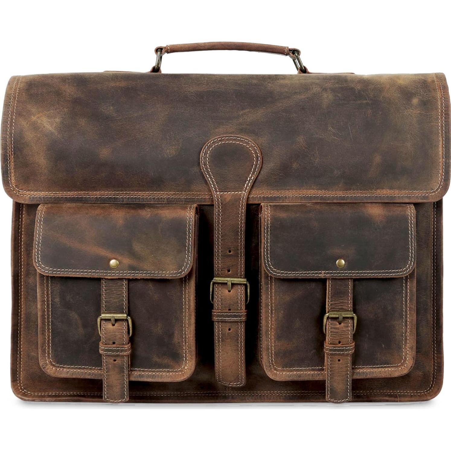 Maletín de cuero Komal para laptop 45.72 cm unisex