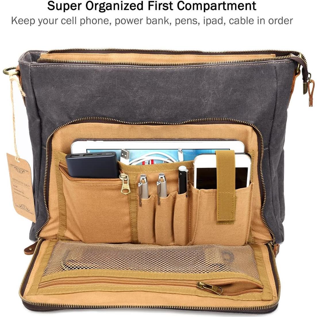 Bolsa de mensajero para laptop Manificent 15.6" gris cuero