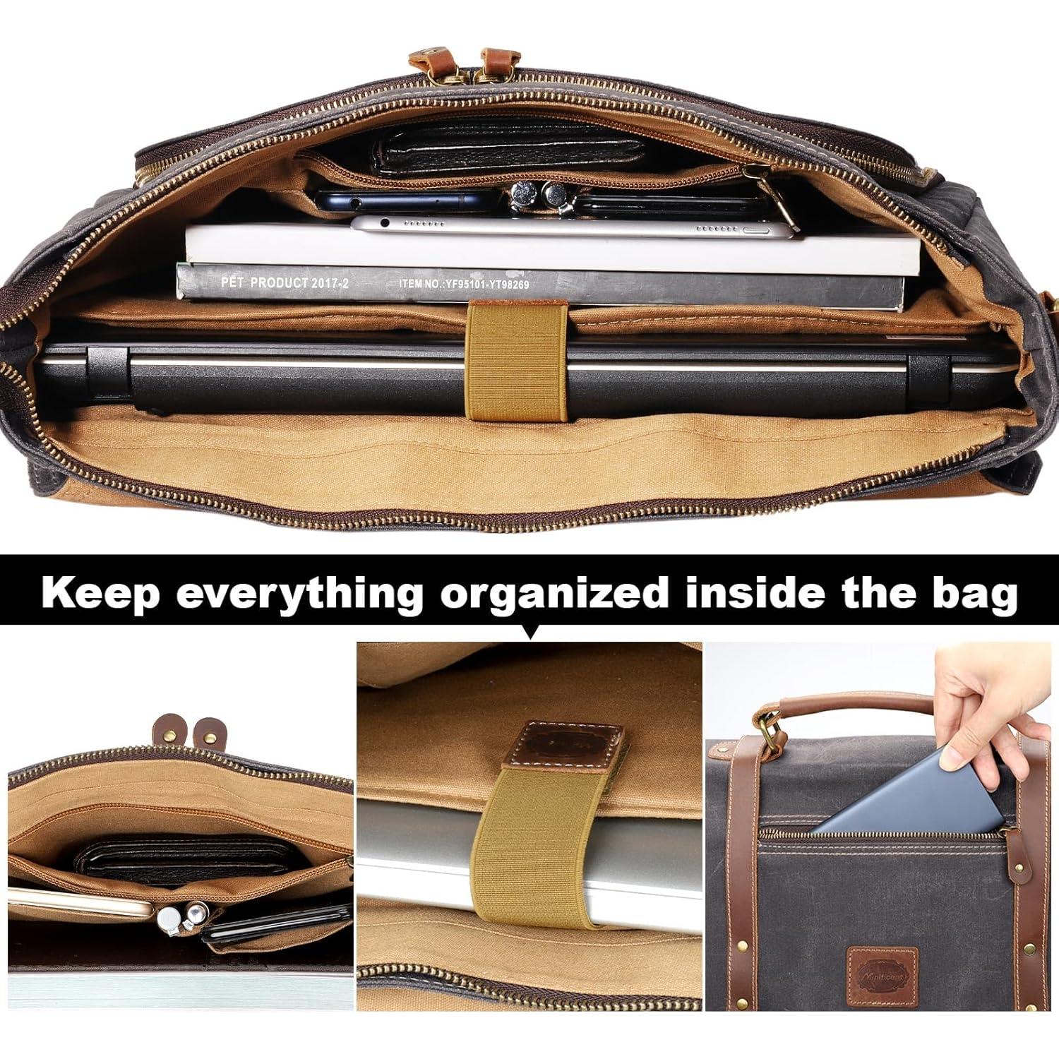 Bolsa de mensajero para laptop Manificent 15.6" gris cuero