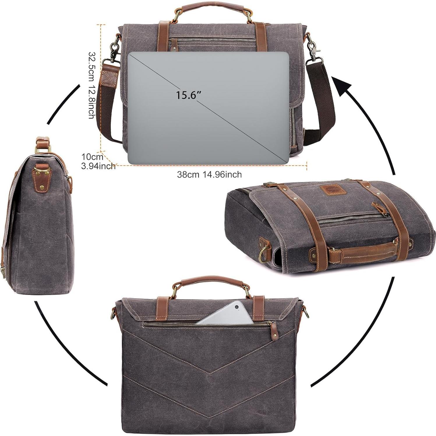 Bolsa de mensajero para laptop Manificent 15.6" gris cuero