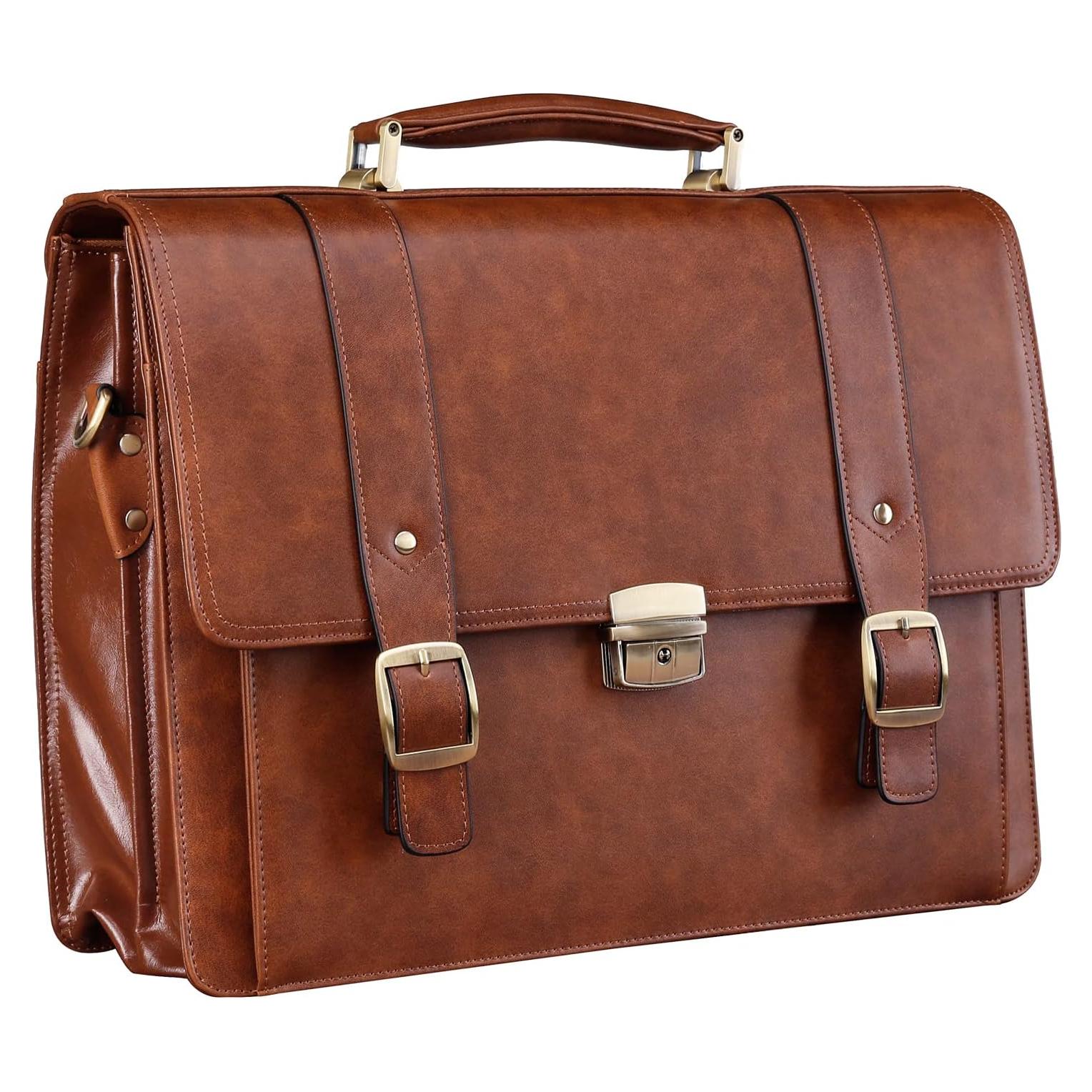 Maletín de Cuero Banuce para Hombres 15.6" Marrón Vintage