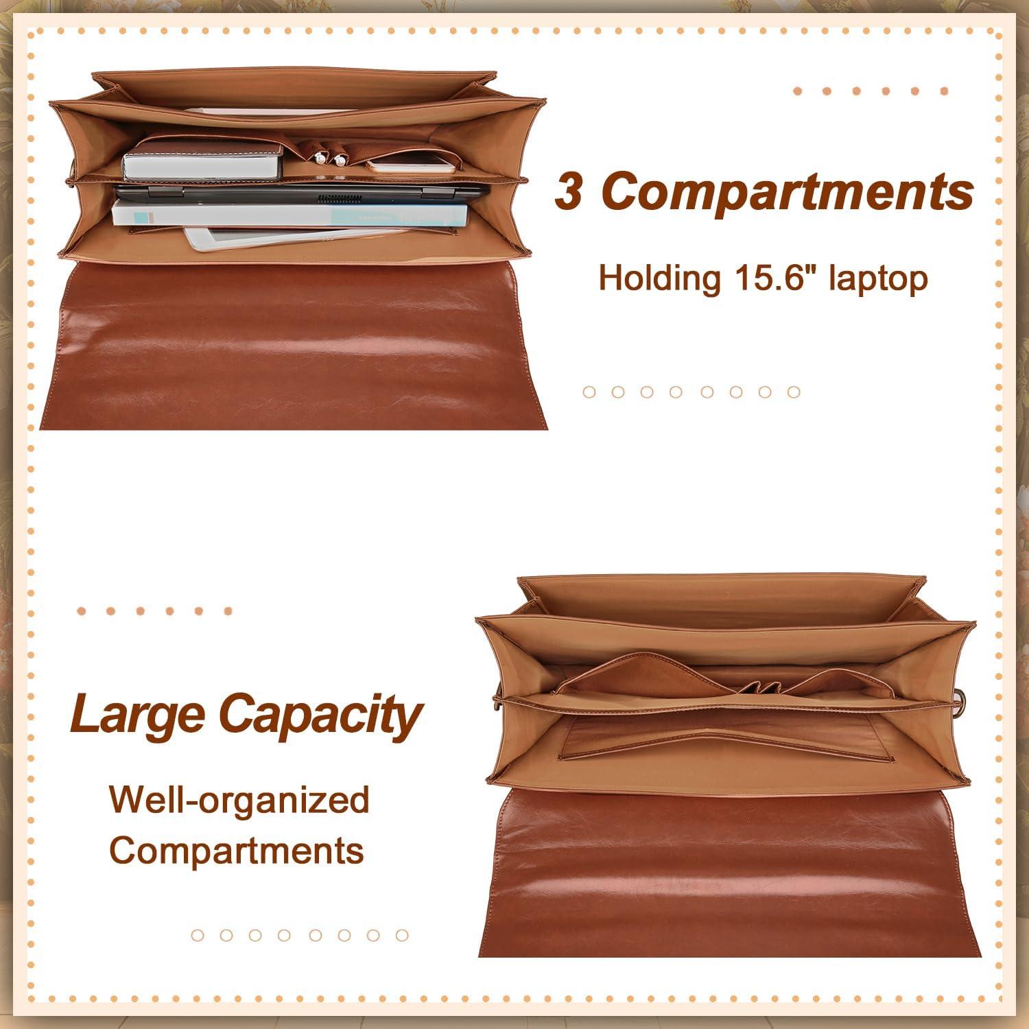 Maletín de Cuero Banuce para Hombres 15.6" Marrón Vintage