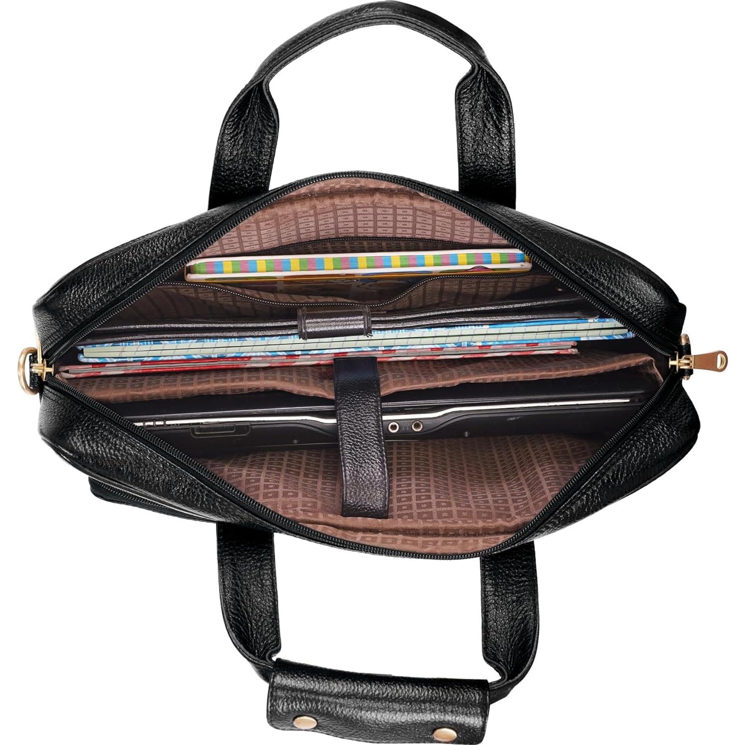 Maletín de cuero para laptop 15.6" Leather Villa - Negro