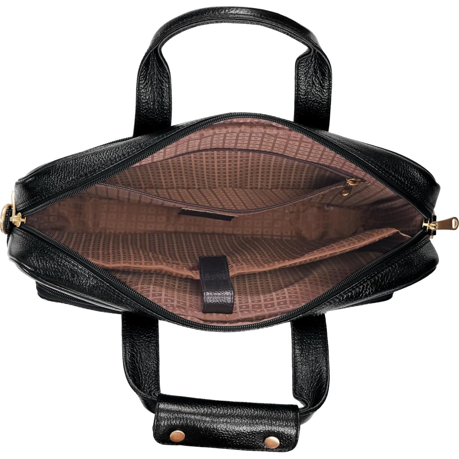 Maletín de cuero para laptop 15.6" Leather Villa - Negro