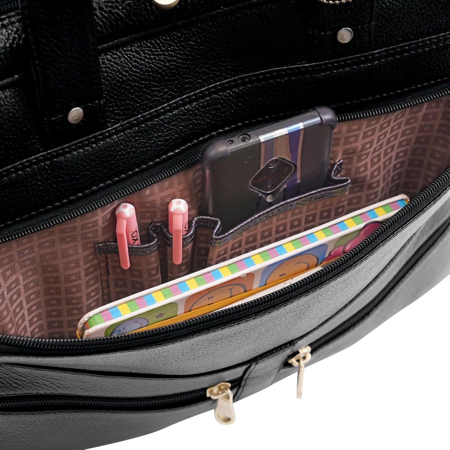 Maletín de cuero para laptop 15.6" Leather Villa - Negro