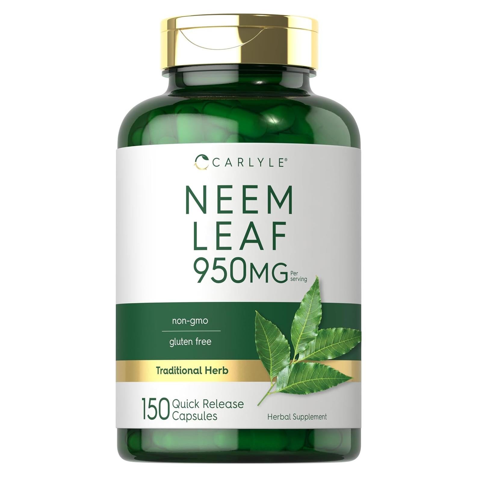 Cápsulas de Hoja de Neem Carlyle 950mg 150 Unidades Sin OGM