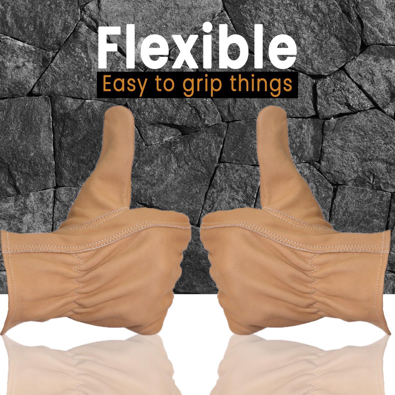 Guantes de Trabajo de Cuero Reforzados para Hombres - Agarre Firme