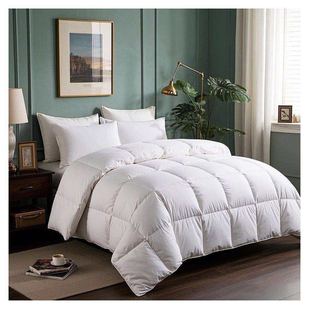 Edredón King Serta de Plumas de Ganso 100% Algodón Blanco