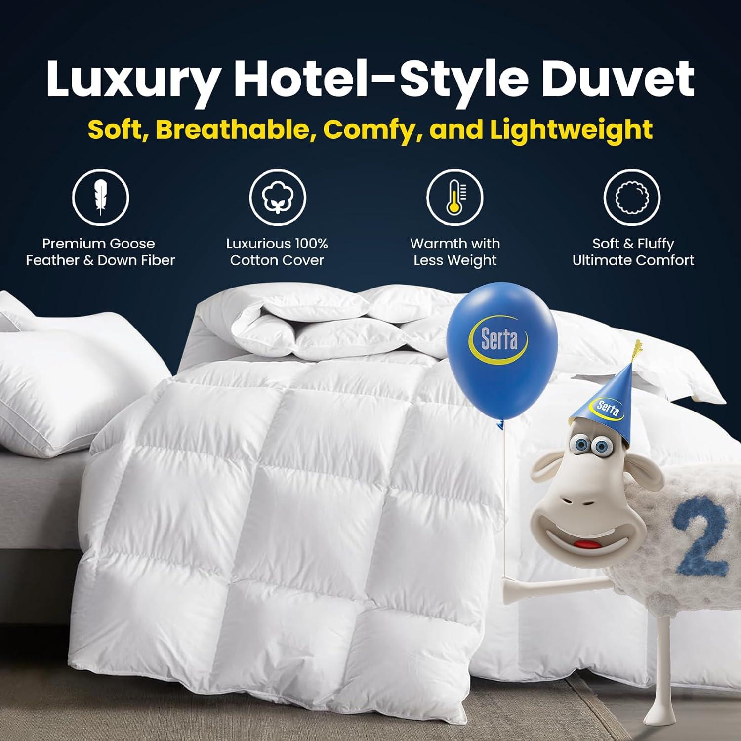 Edredón King Serta de Plumas de Ganso 100% Algodón Blanco