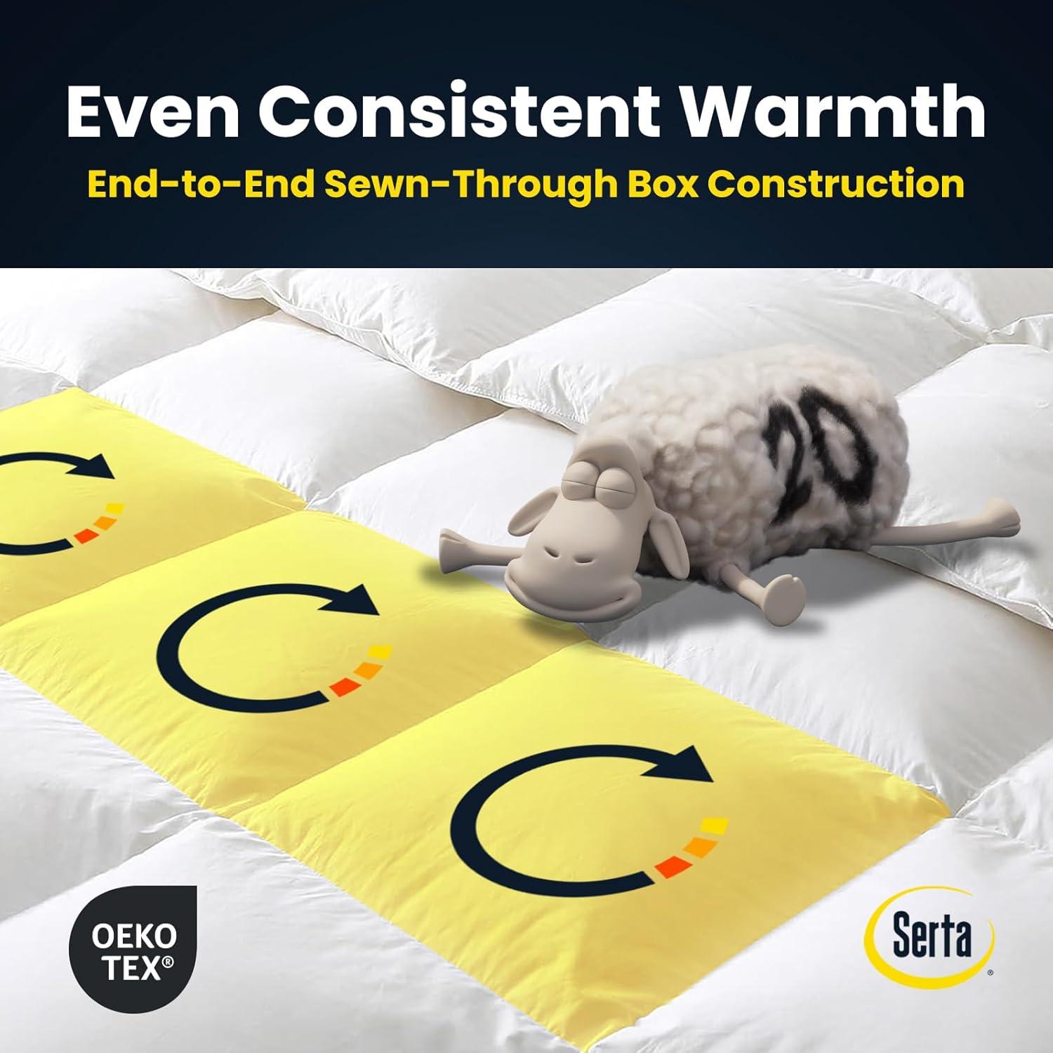 Edredón King Serta de Plumas de Ganso 100% Algodón Blanco