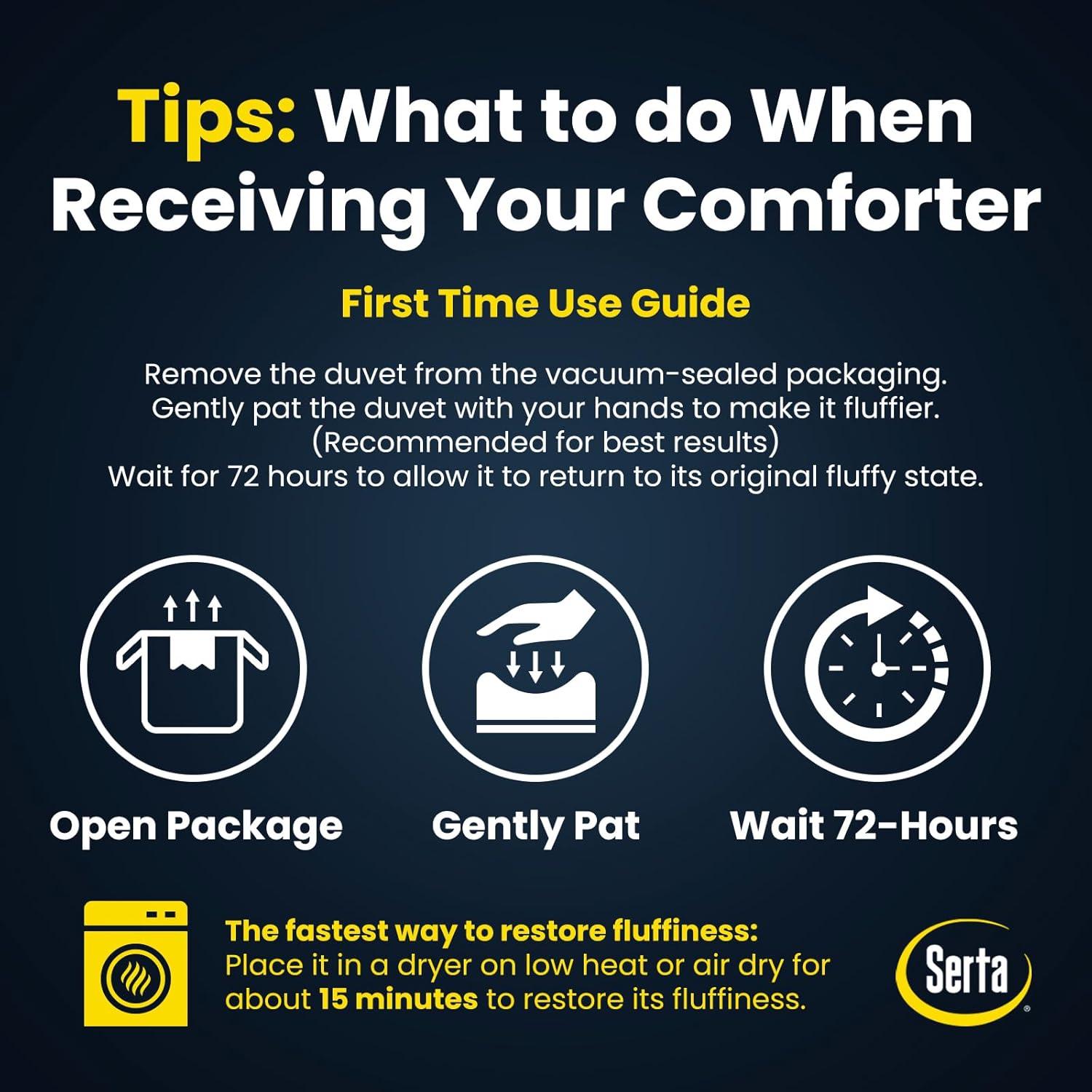 Edredón King Serta de Plumas de Ganso 100% Algodón Blanco