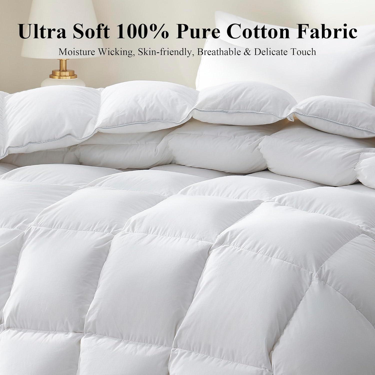 Edredón de plumas de ganso Ubauba Queen 90x90 cm - Algodón 100%