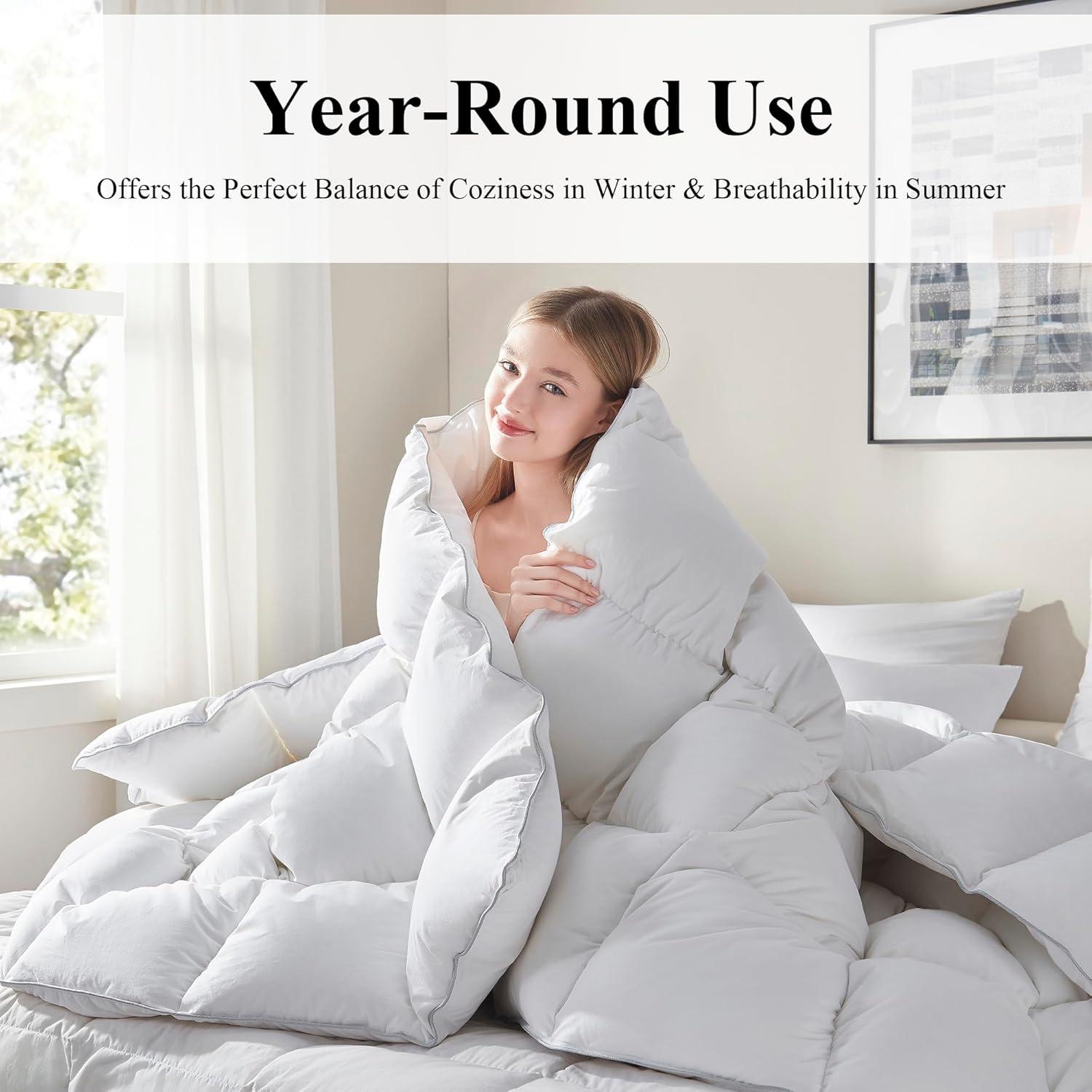 Edredón de plumas de ganso Ubauba Queen 90x90 cm - Algodón 100%