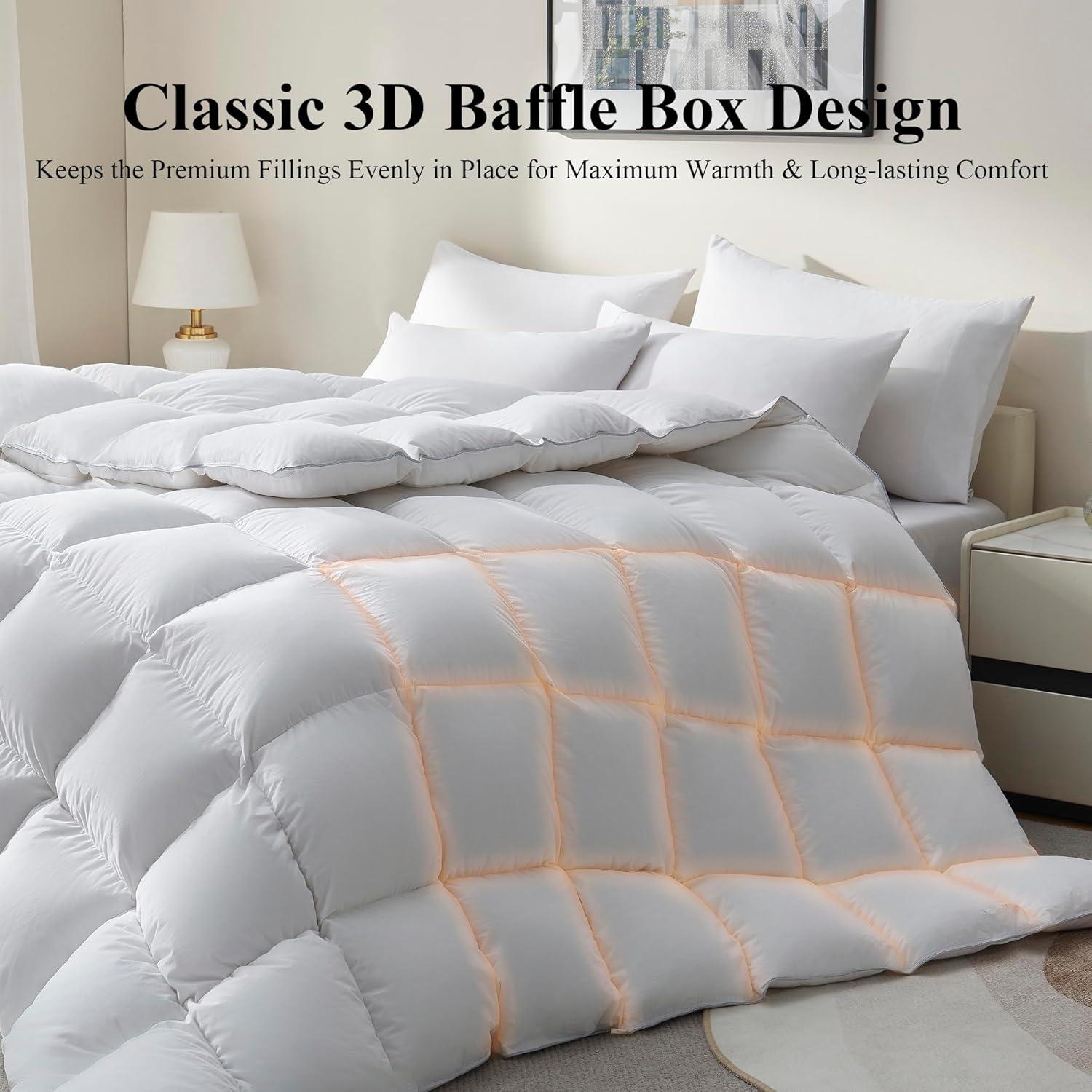 Edredón de plumas de ganso Ubauba Queen 90x90 cm - Algodón 100%