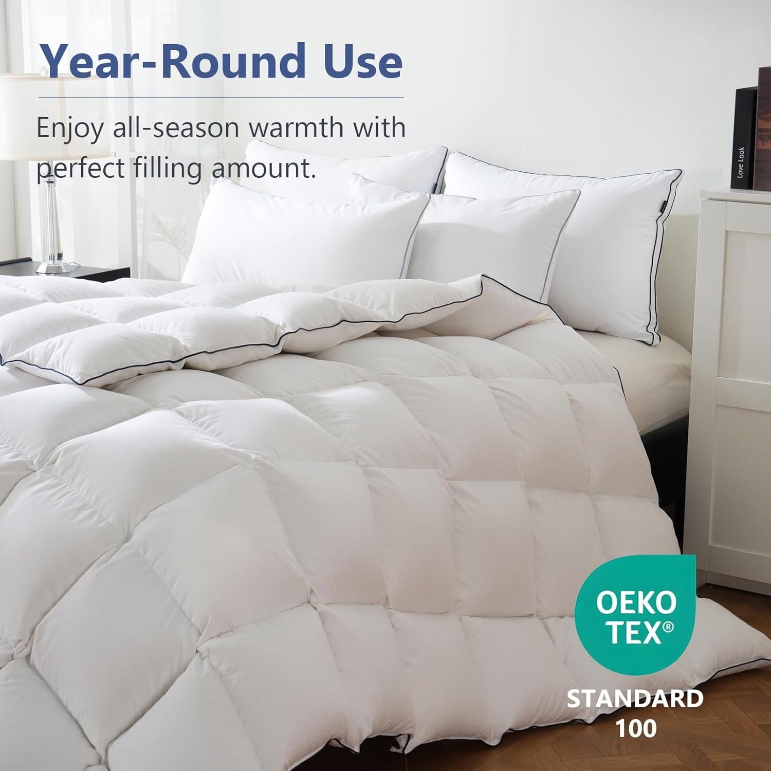 Edredón de Plumas DOWNCOOL King 106x90 cm Algodón 100% Blanco