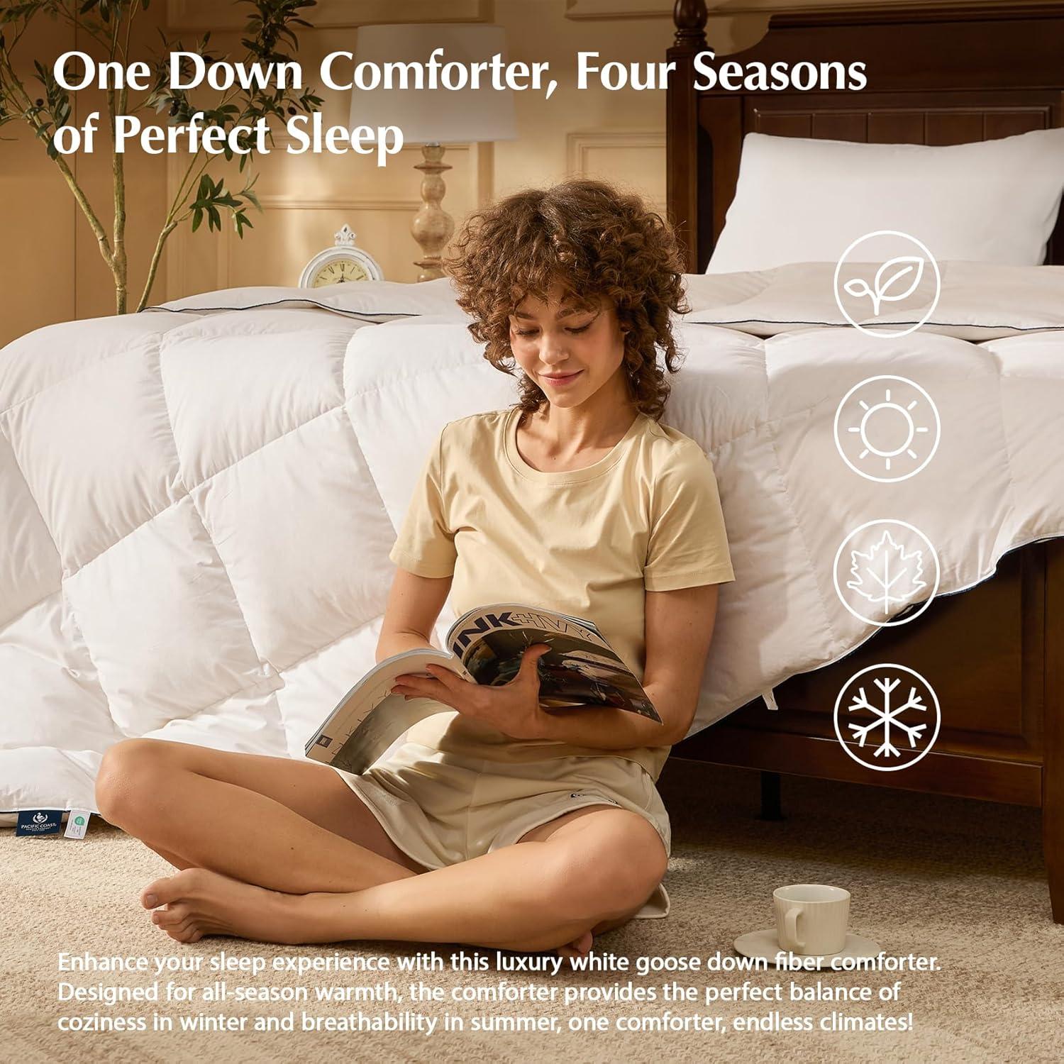 Edredón de Plumas de Ganso Pacific Coast Queen 100% Algodón