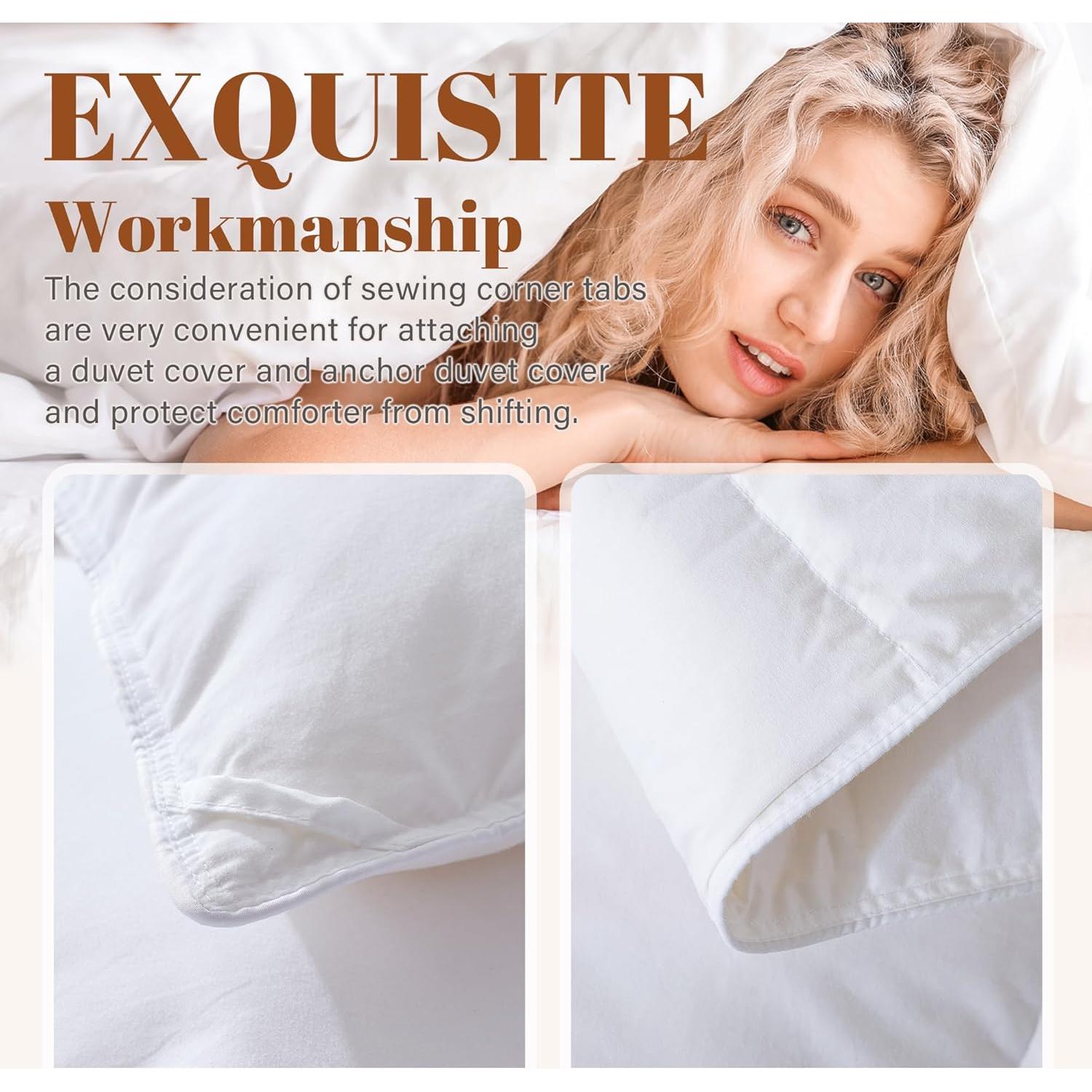 Edredón Queen Cosybay de Plumas y Algodón 100% Blanco