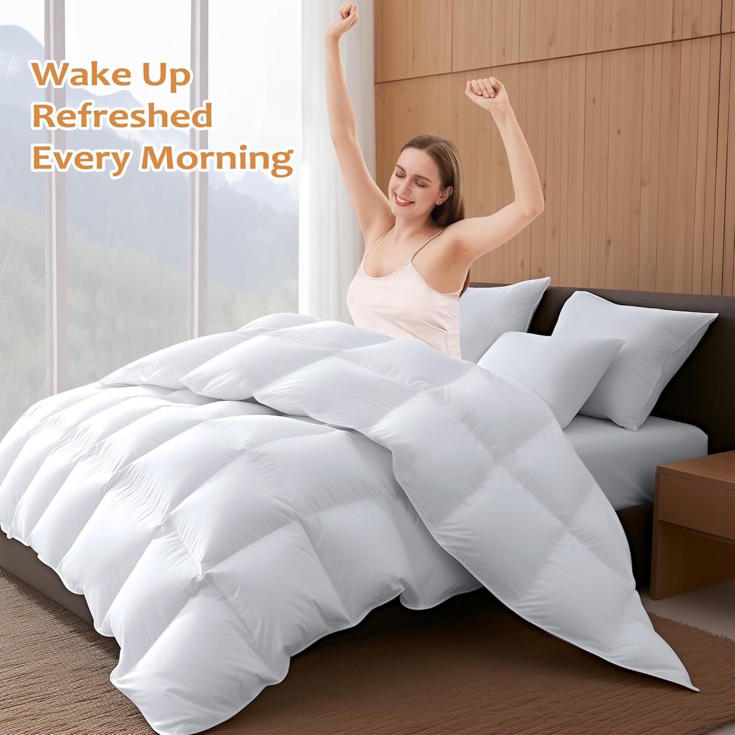 Edredón de Plumas de Ganso Wellos Queen 850+ Relleno 100% Algodón