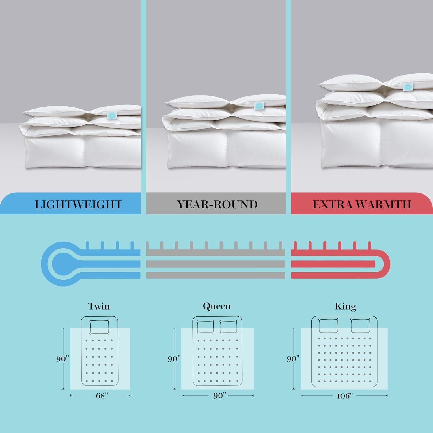 Edredón de Plumas de Ganso Blanco Martha Stewart Queen 90x90cm