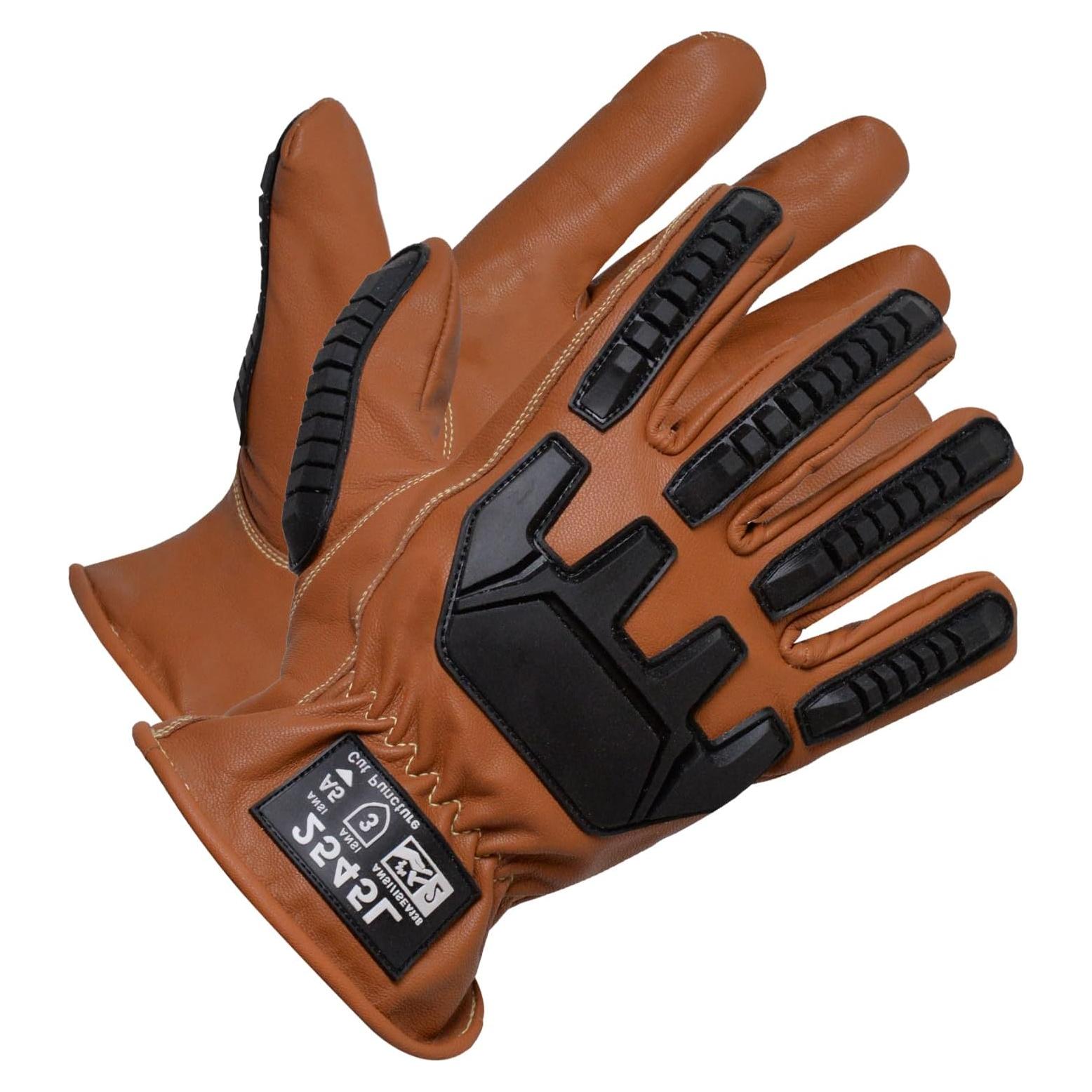 Leather Work Gloves for Men - Impact Level 2, Cut Resistant Gloves | Kevlar Stitching | Construction Glove for Men