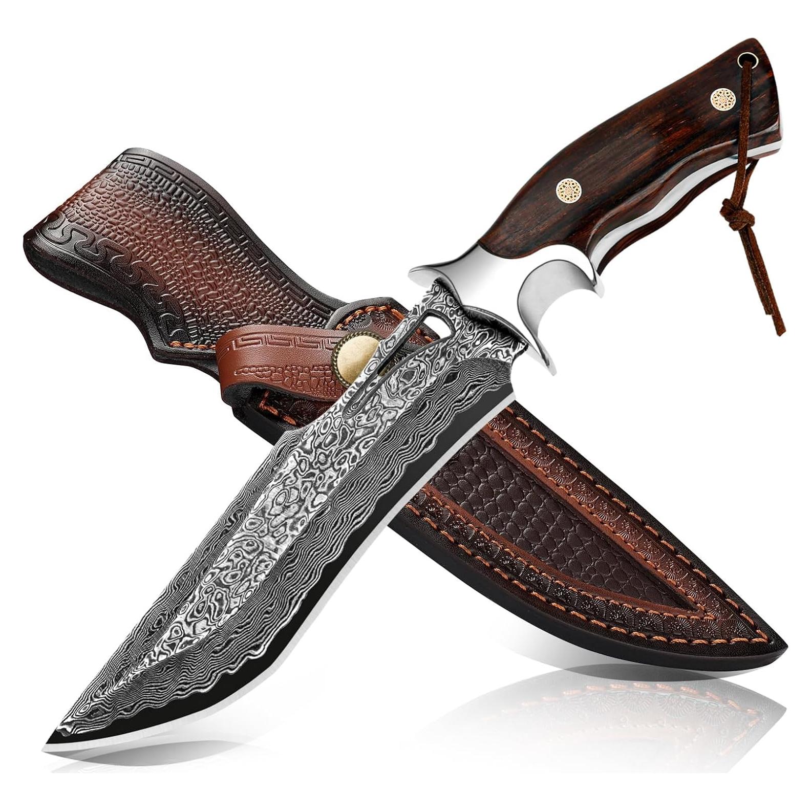 Cuchillo de Caza Damasco SAN TONG XIONG 26.2 cm con Funda