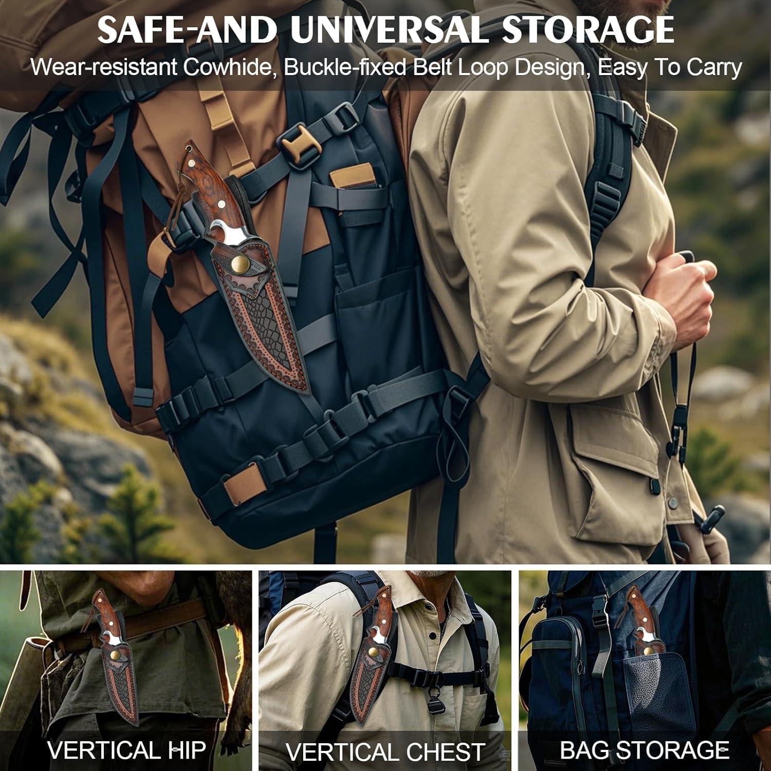 Cuchillo de Caza Damasco SAN TONG XIONG 26.2 cm con Funda