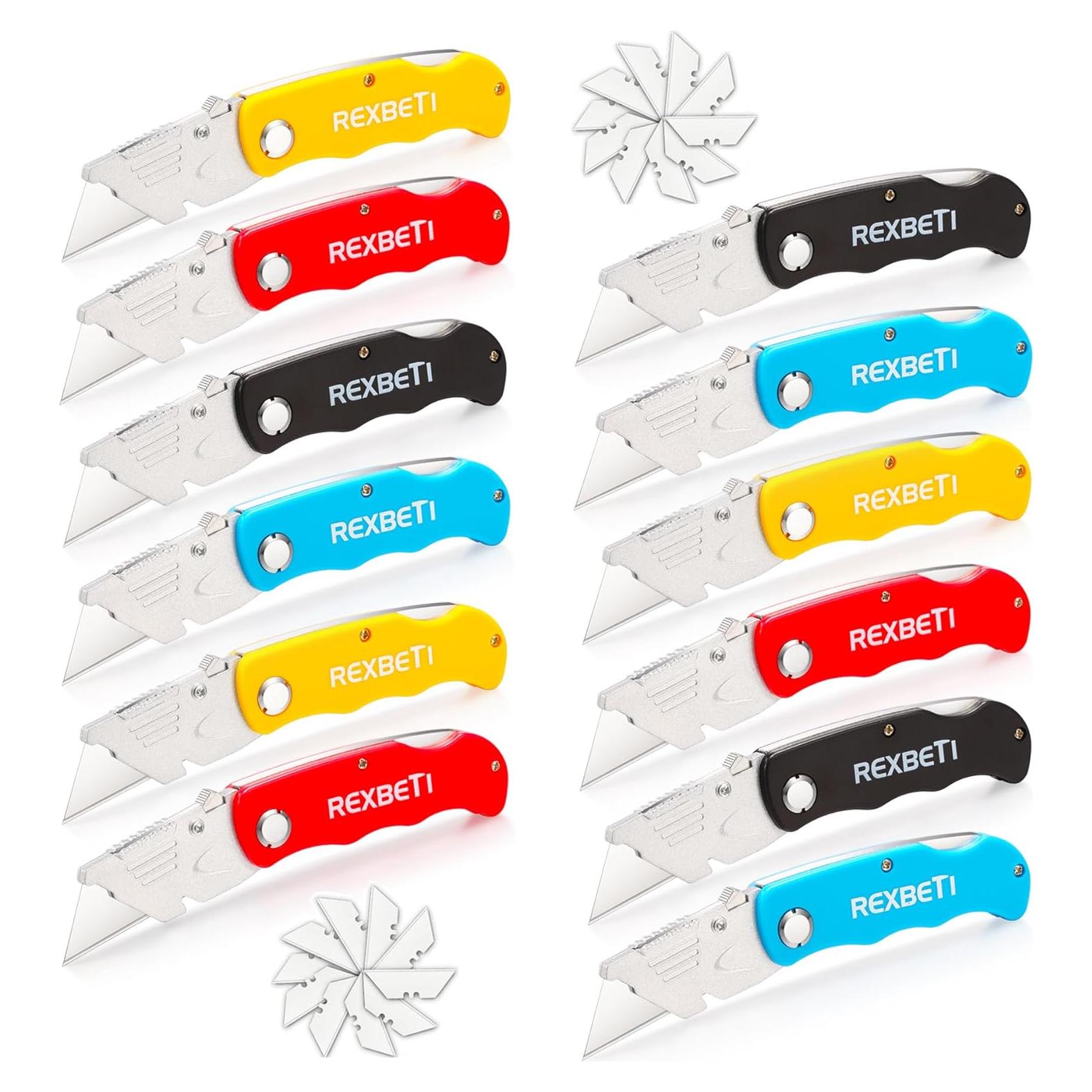 Cuchillos Utilitarios REXBETI 12 Piezas con 20 Cuchillas SK5