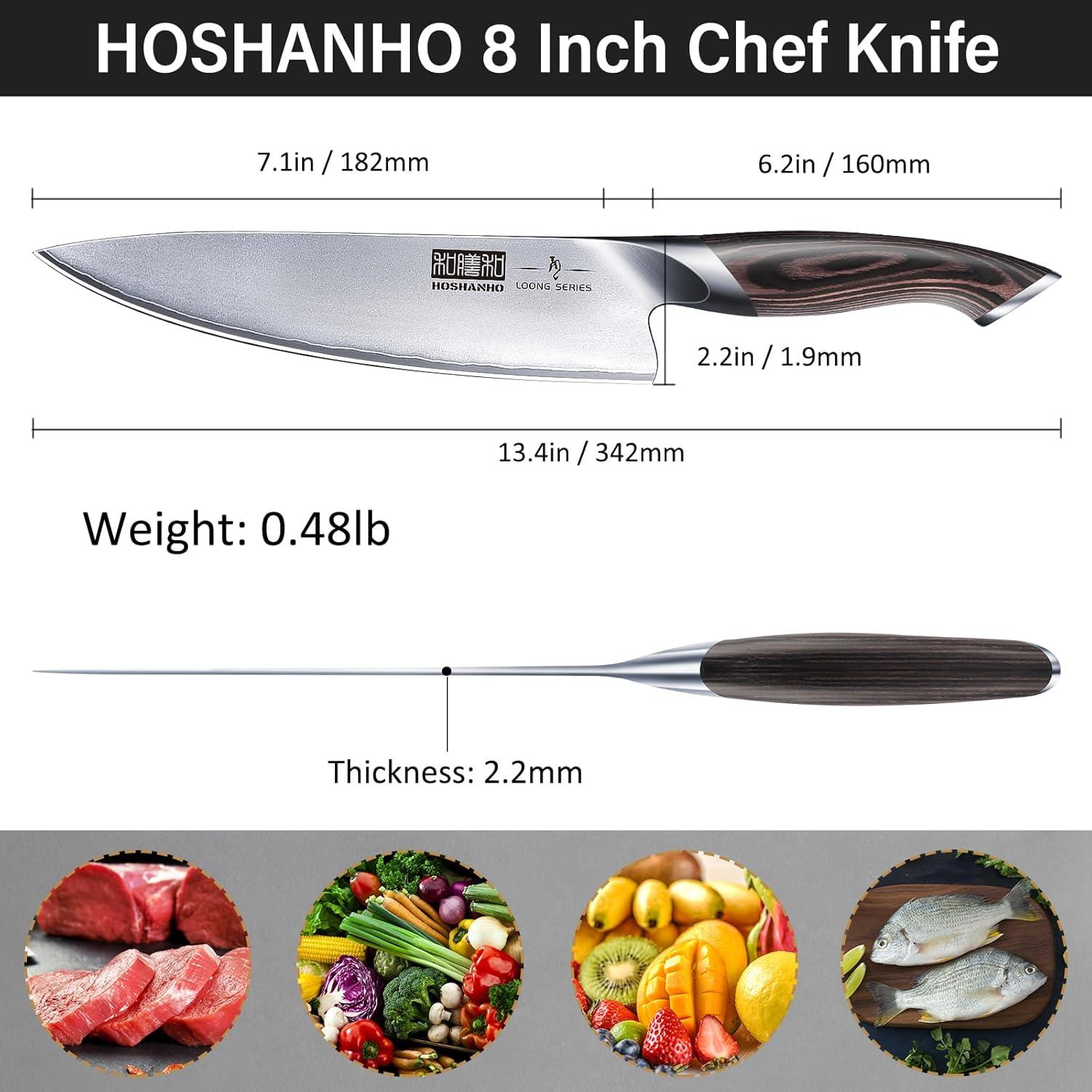 Cuchillo de Chef HOSHANHO 20.32 cm Acero Japonés Ultra Afilado