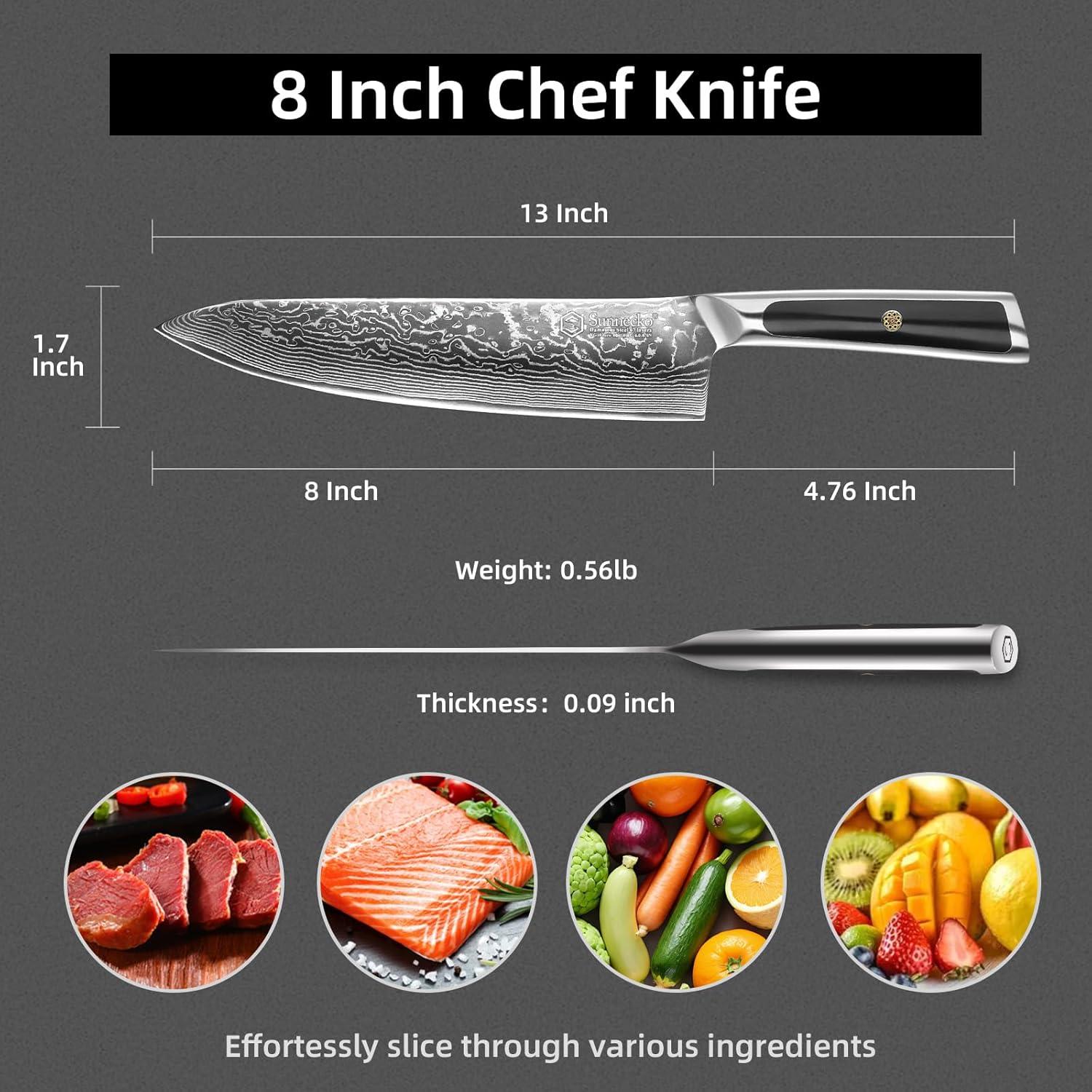 Cuchillo de Chef Sunnecko 20.32 cm Damasco VG10 Acero Inoxidable