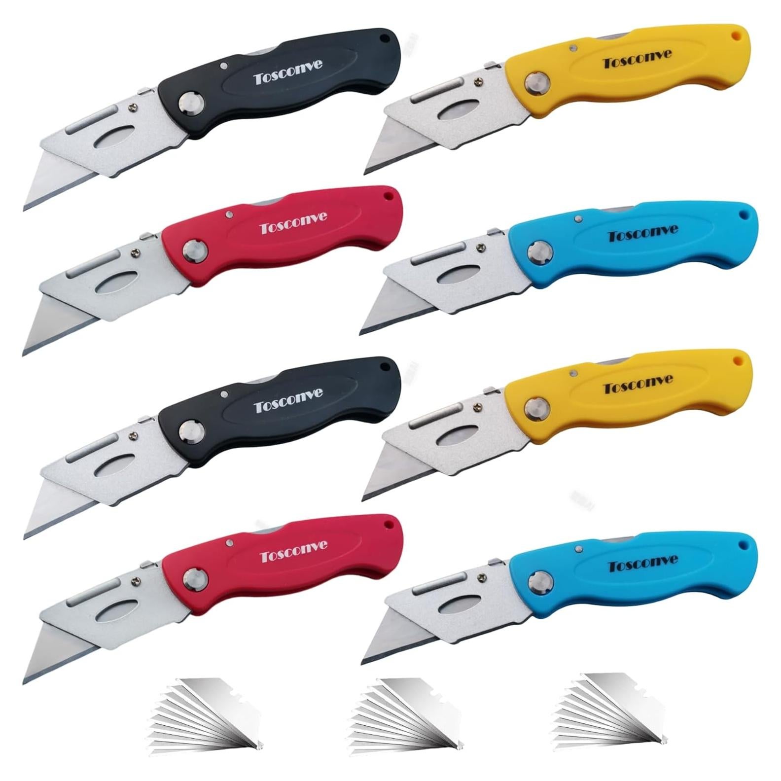 Paquete de 8 Cuchillos Utilitarios Plegables Tosconve con 30 Hojas