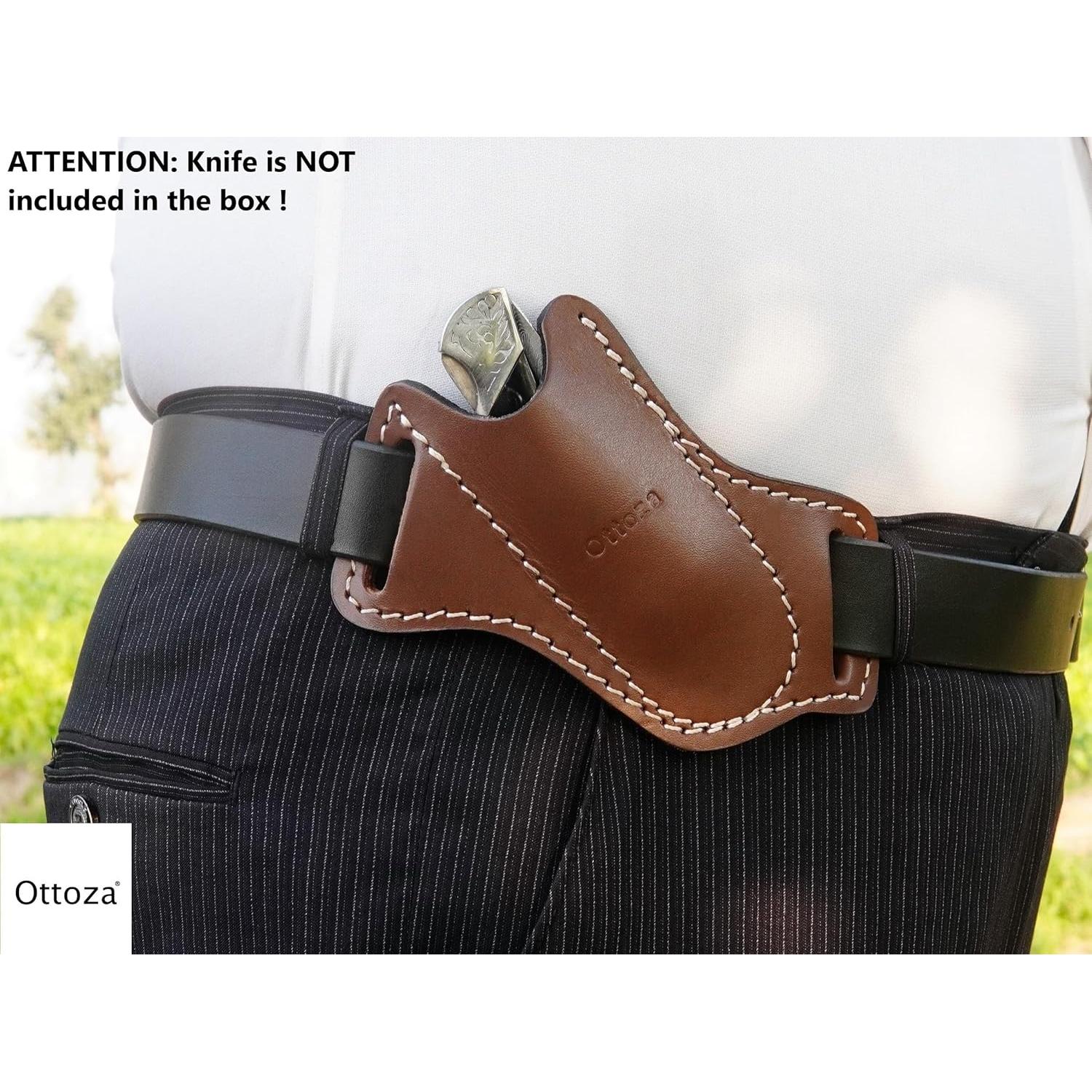 Funda de Cuchillo Plegable Ottoza de Cuero 12.7 cm para Cinturón