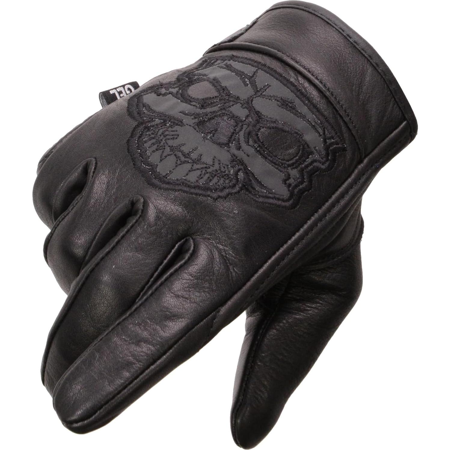 Guantes de Cuero Negro Milwaukee Leather MG7570 con Palma de Gel