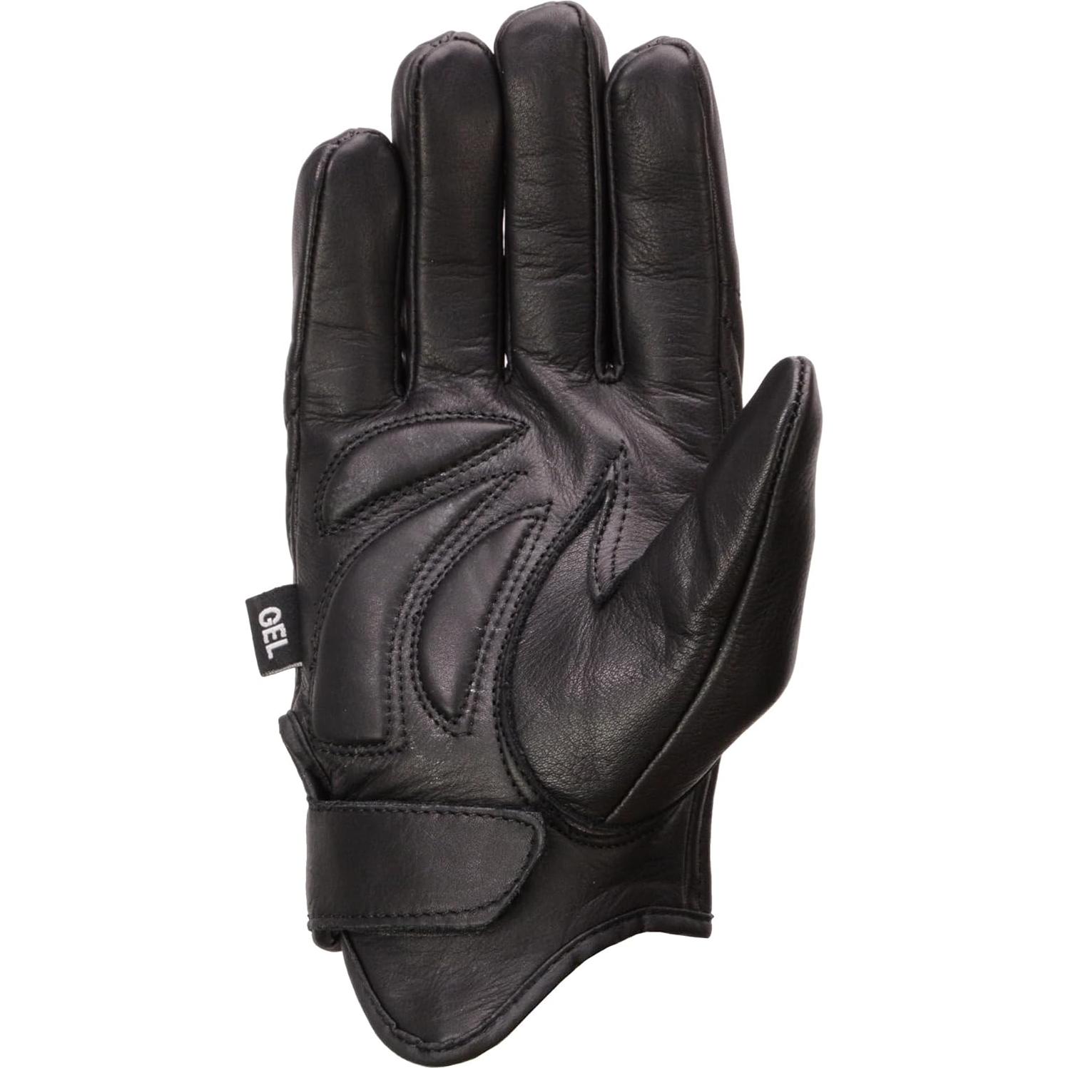 Guantes de Cuero Negro Milwaukee Leather MG7570 con Palma de Gel