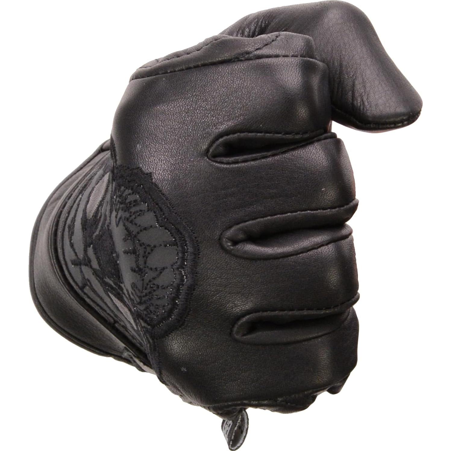 Guantes de Cuero Negro Milwaukee Leather MG7570 con Palma de Gel