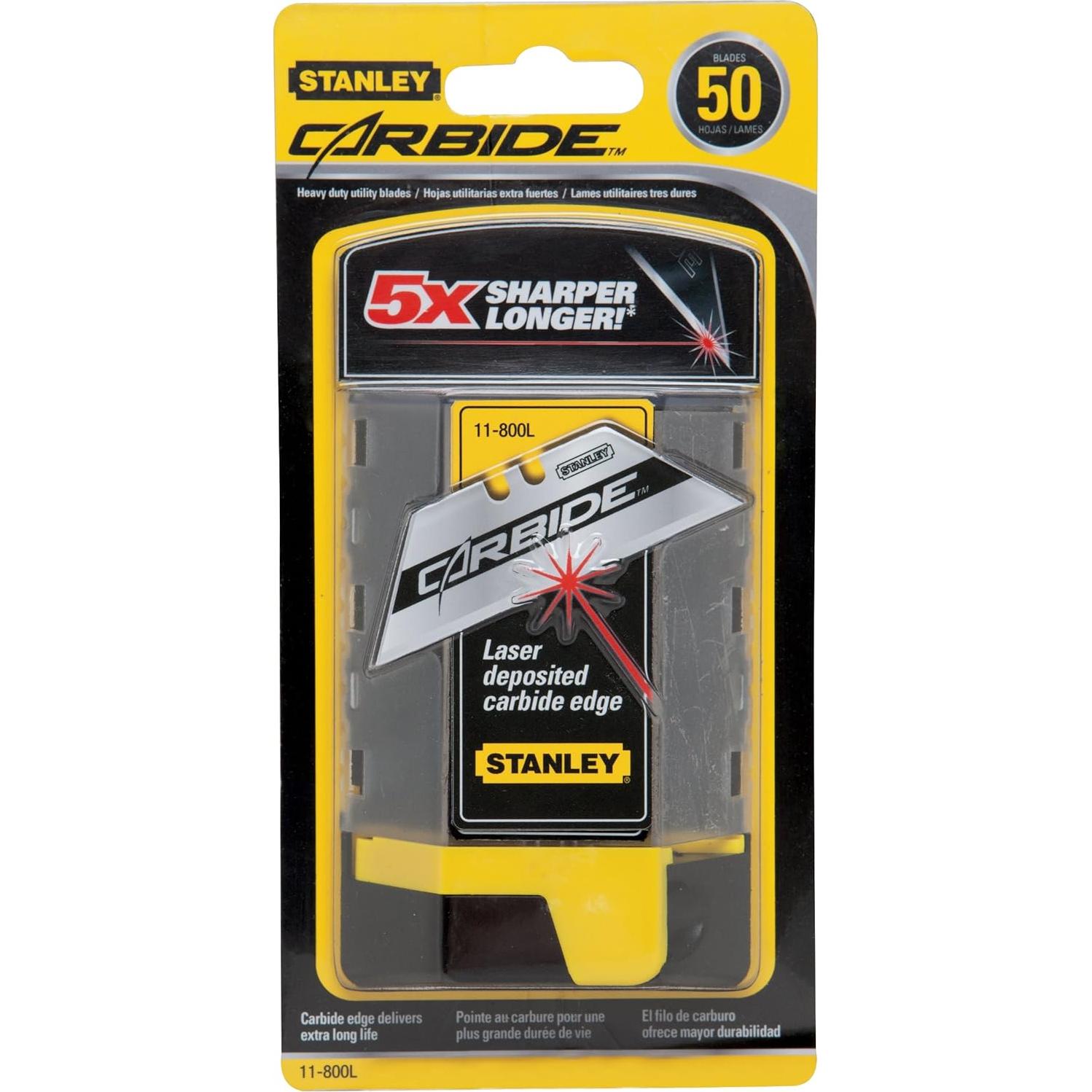 Cuchillas de Utilidad Stanley 50 Paquetes Carburo Afiladas