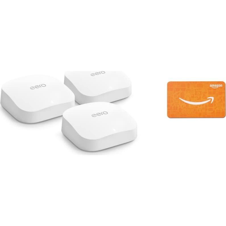Amazon eero Pro 6E system (3-pack) with $100 Amazon.com Gift Card