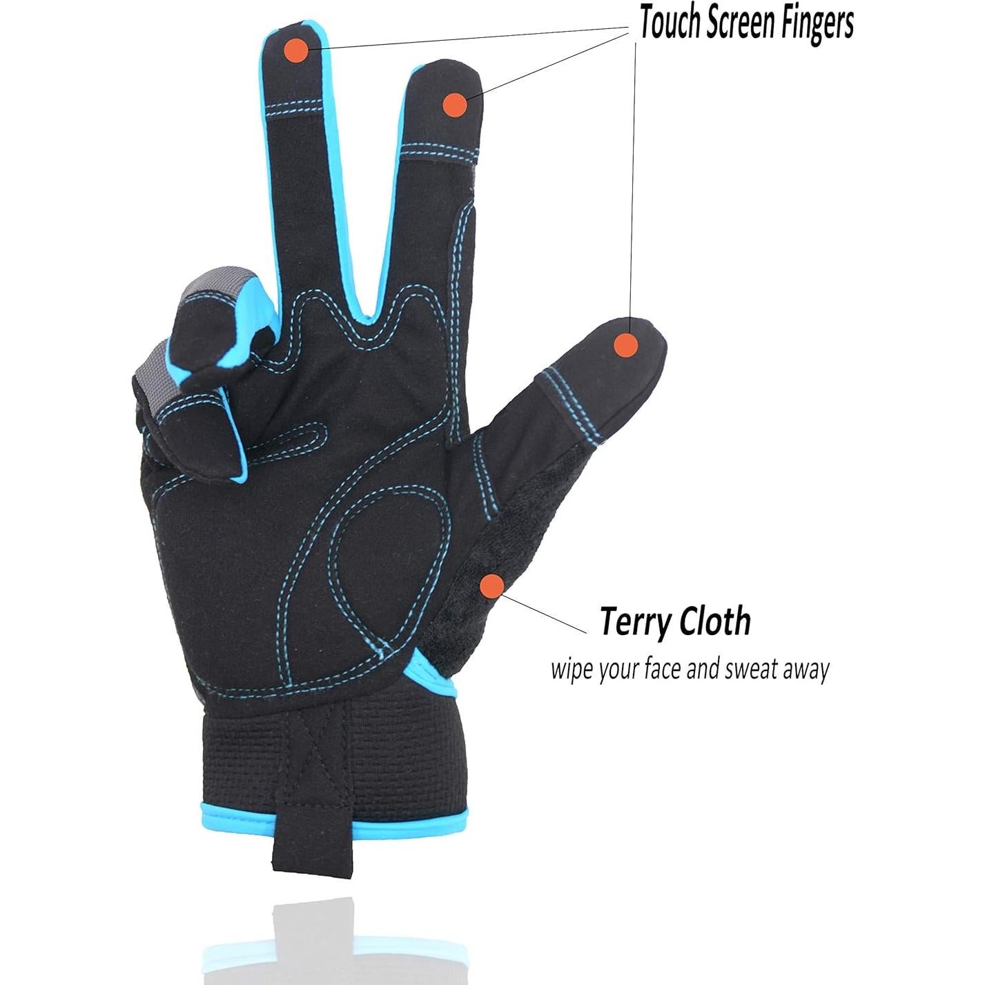 Guantes de Trabajo HANDLANDY con Pantalla Táctil, Flexibles y Transpirables, Gris, XS