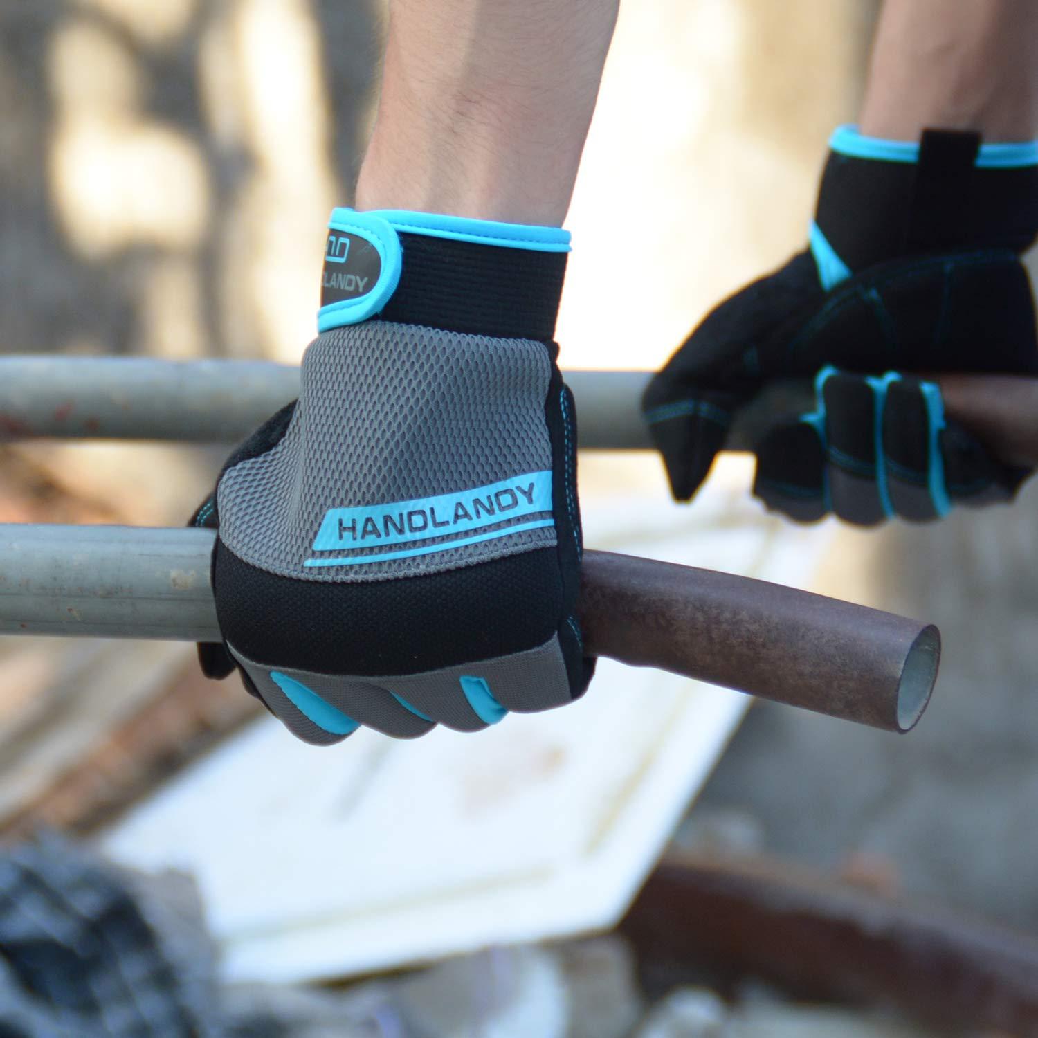 Guantes de Trabajo HANDLANDY con Pantalla Táctil, Flexibles y Transpirables, Gris, XS