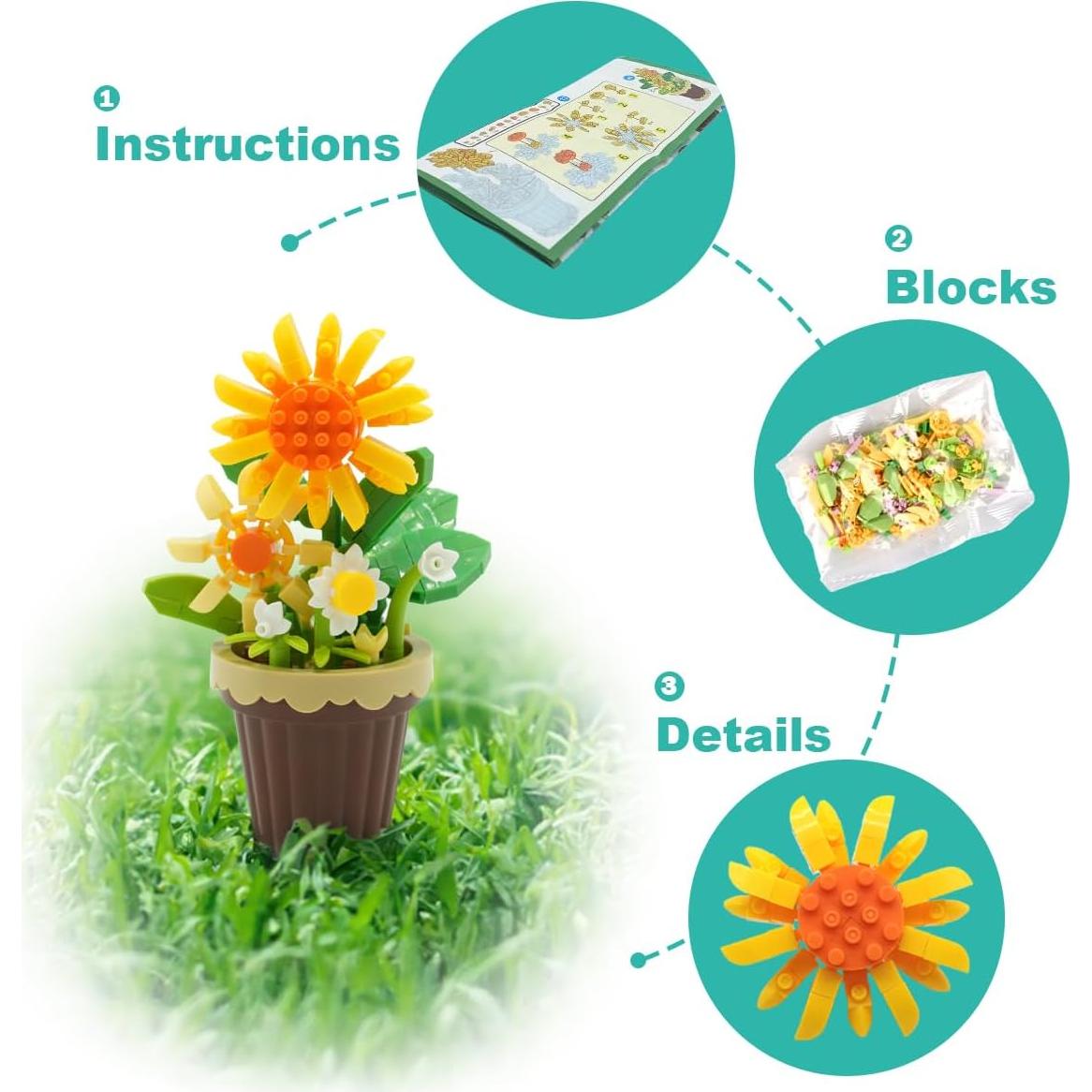 Conjunto de Construcción de Flores Bonsái 1302PCS Shantou