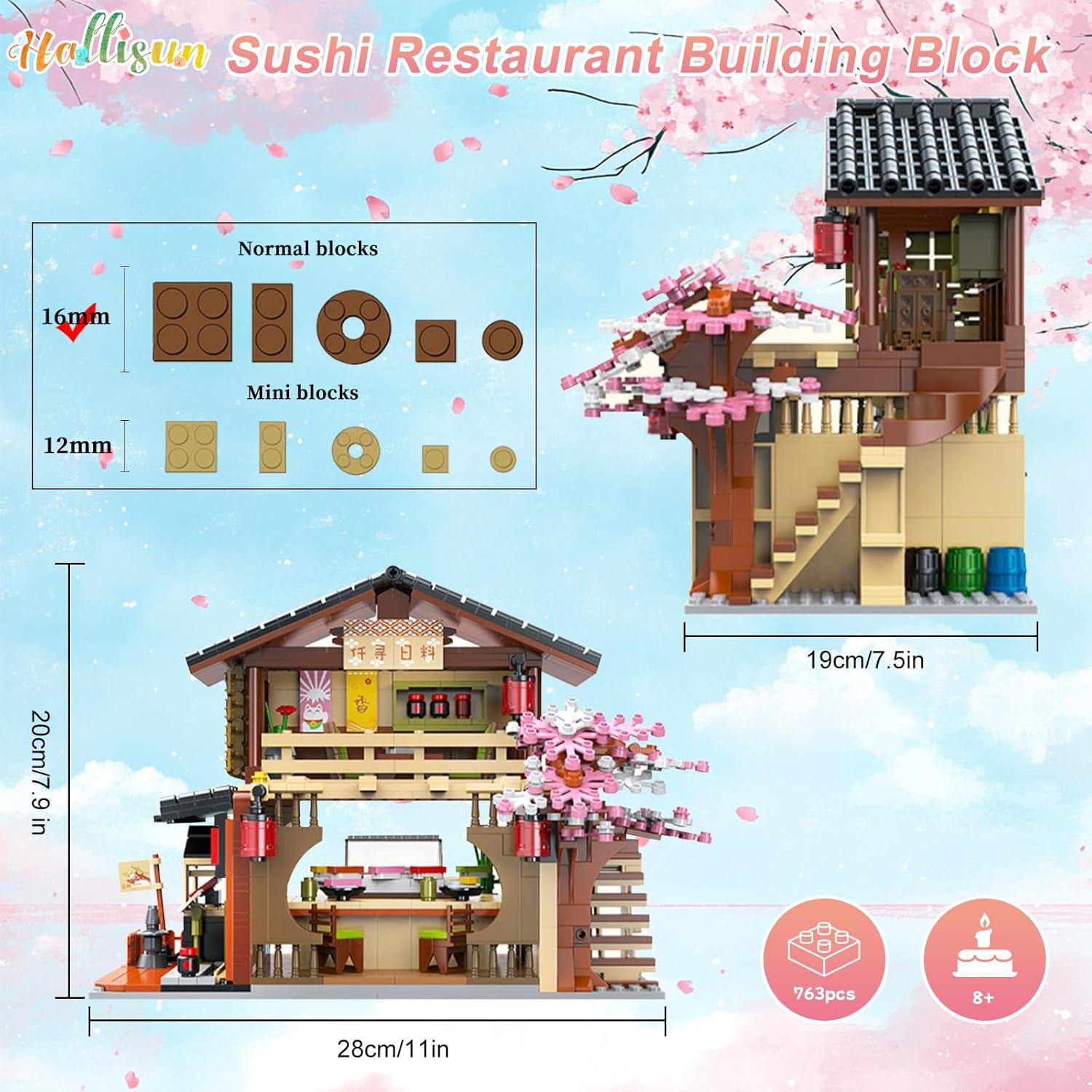 Kit de Construcción de Juguete Hallisun Tienda de Sushi 763 Piezas