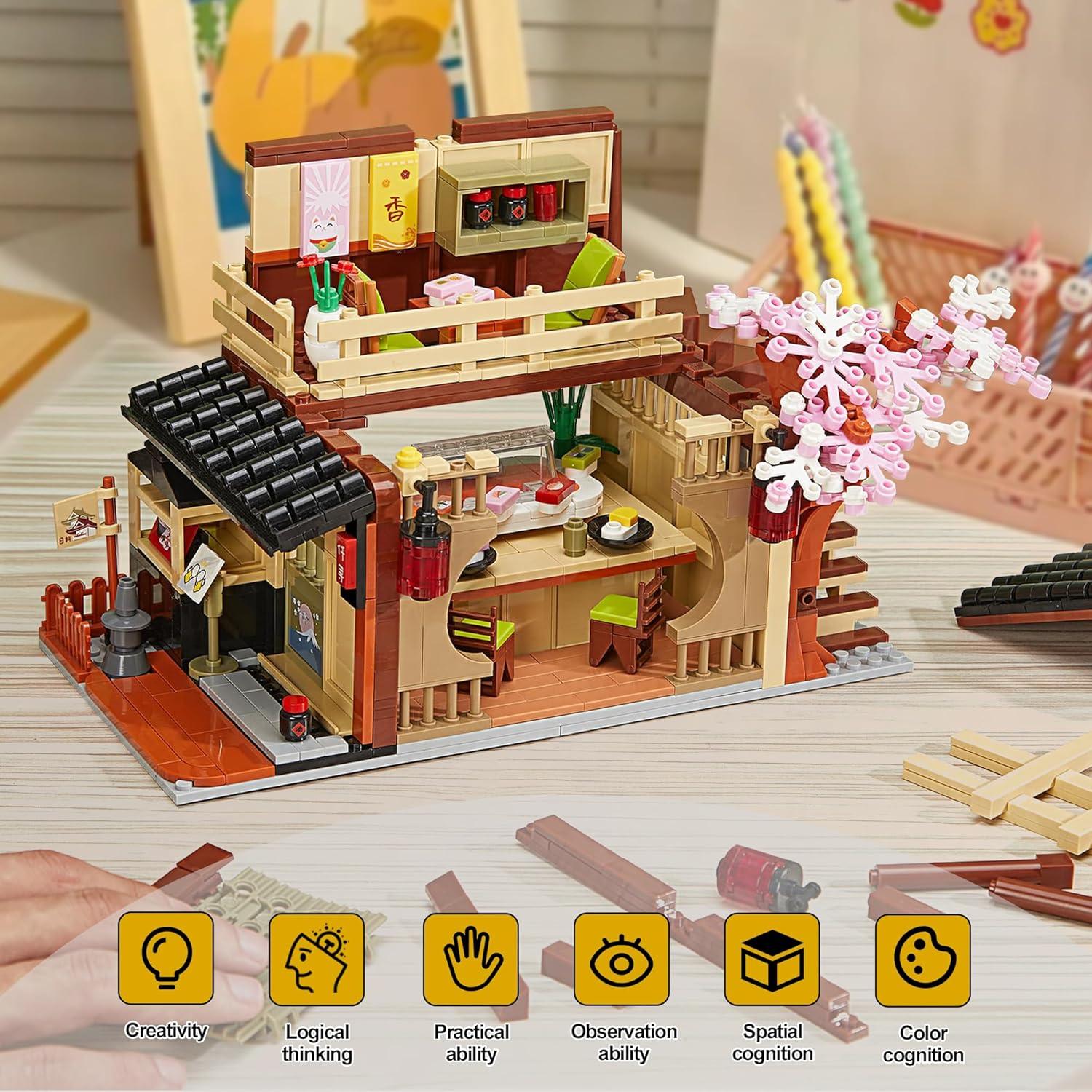 Kit de Construcción de Juguete Hallisun Tienda de Sushi 763 Piezas